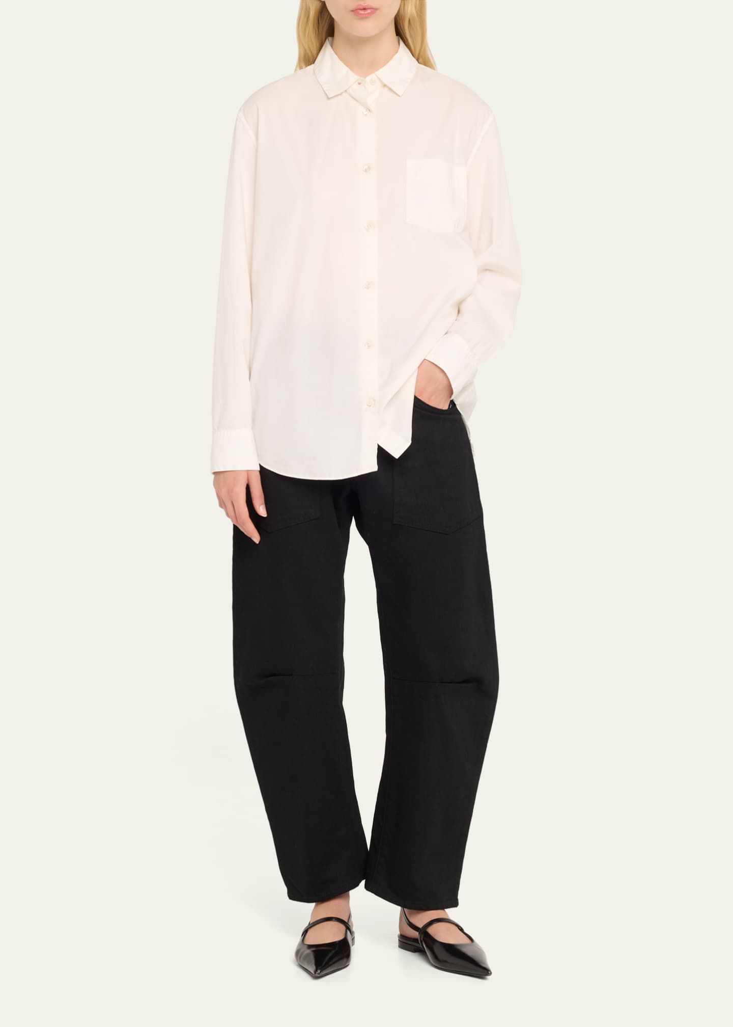 Nili Lotan Shon Curved Denim Pants Image 2 of 5