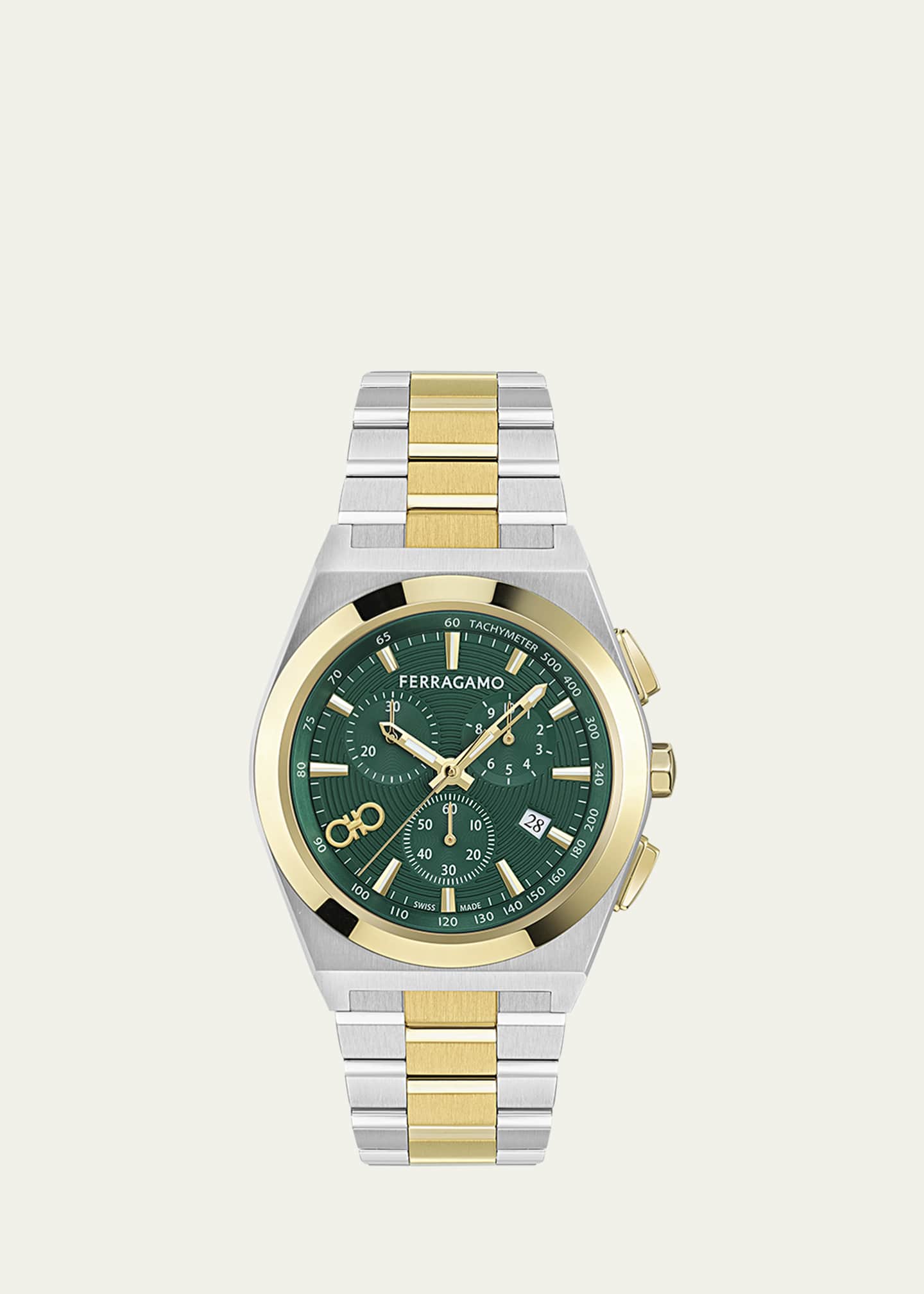 Ferragamo Men's Vega Upper East Chrono Two-Tone Bracelet Watch, 42mm Image 1 of 4