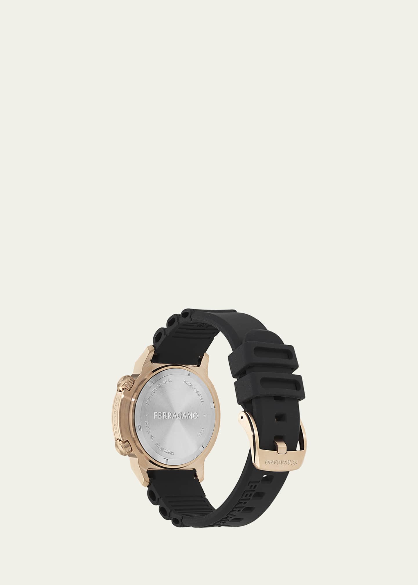 Ferragamo Men's Ferragamo Sport IP Rose Gold PU-Strap Watch, 46mm Image 2 of 4