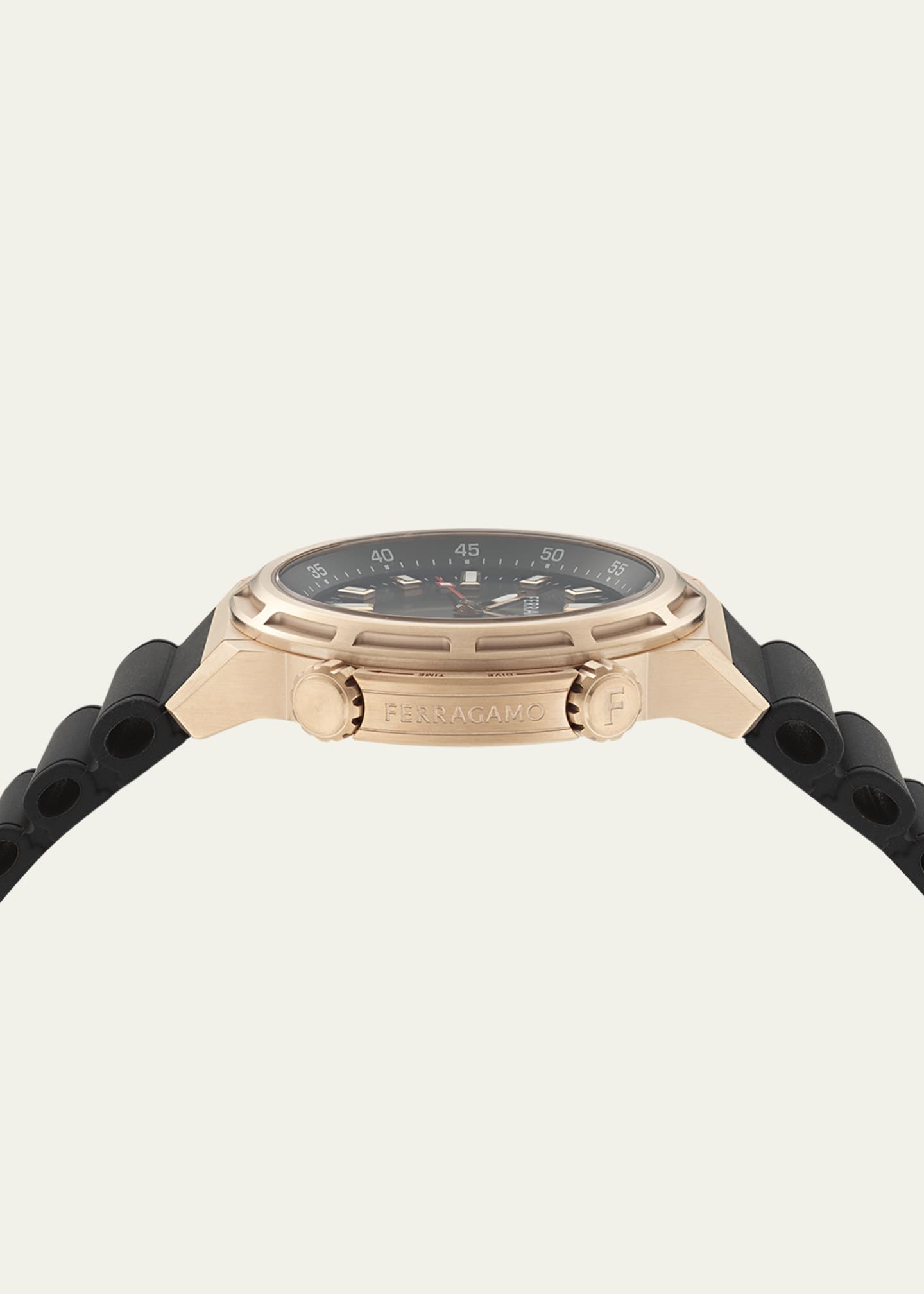 Ferragamo Men's Ferragamo Sport IP Rose Gold PU-Strap Watch, 46mm Image 3 of 4