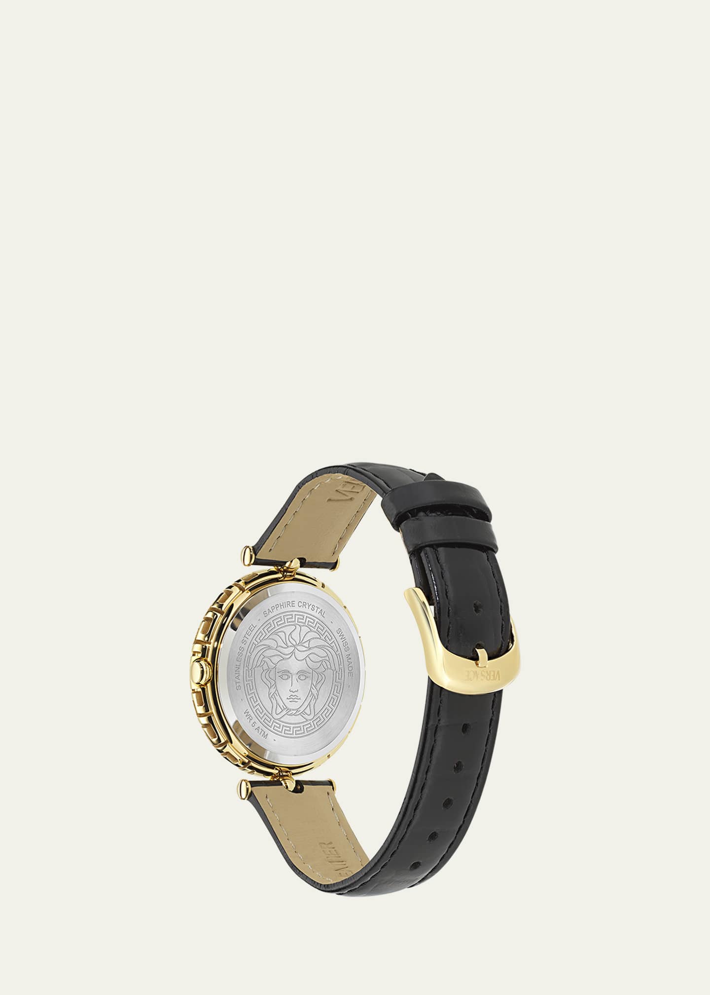 Versace 38mm Medusa Heritage Watch with Leather Strap, Black Image 4 of 5