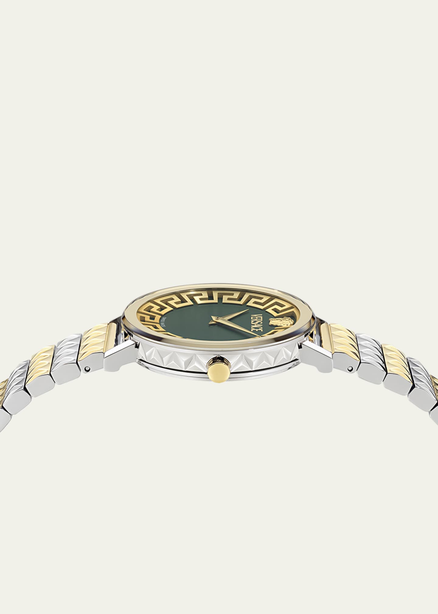 Versace 35mm Daedalus Watch with Bracelet Strap, Two Tone/Green Image 3 of 5
