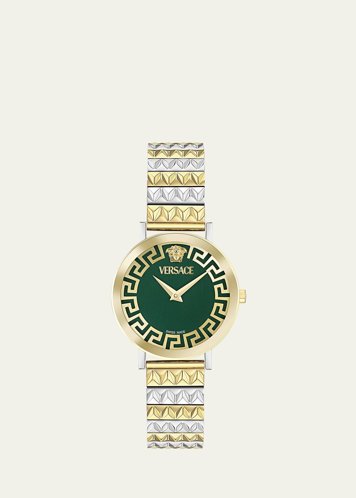 Versace 35mm Daedalus Watch with Bracelet Strap, Two Tone/Green Image 1 of 5