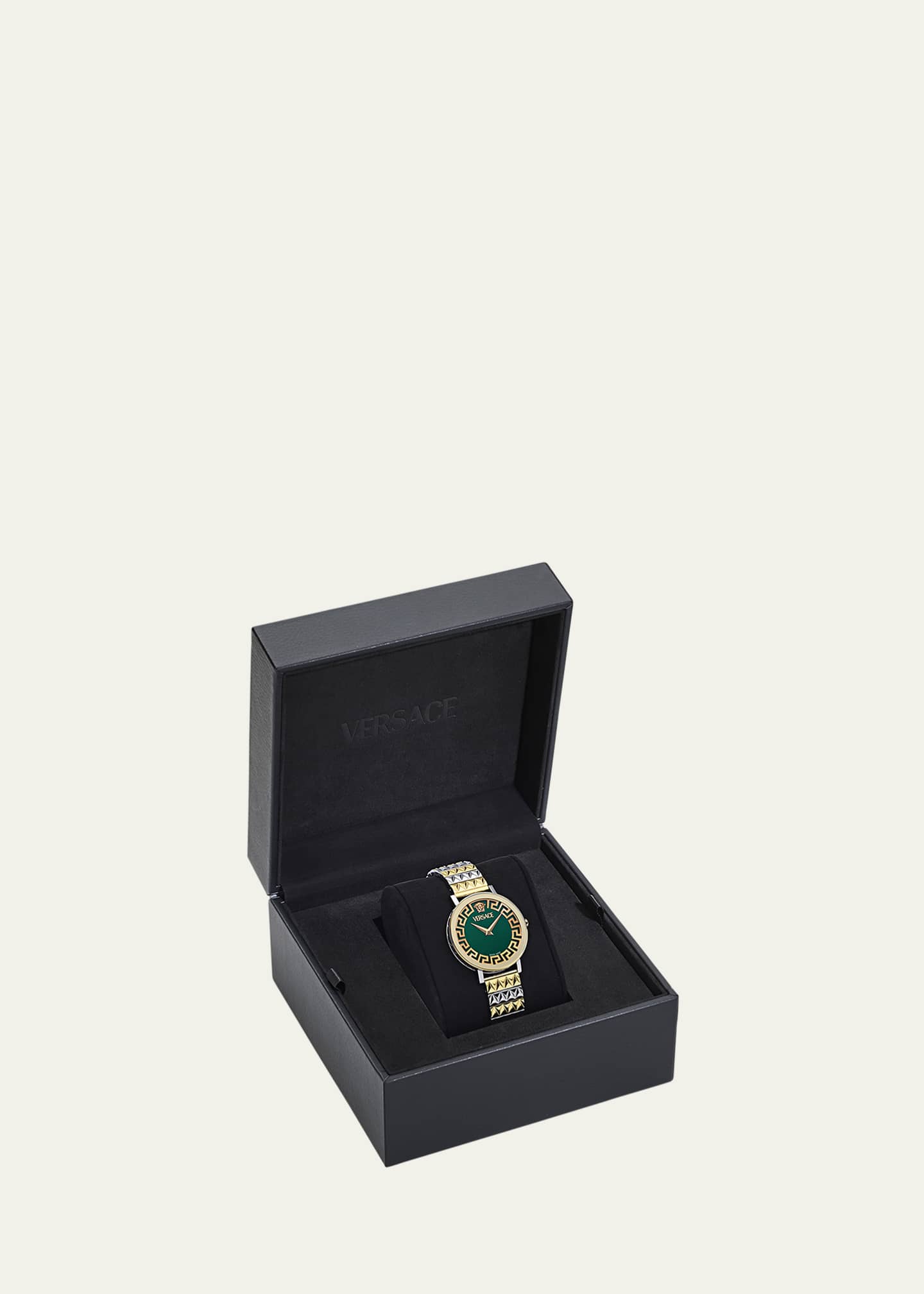 Versace 35mm Daedalus Watch with Bracelet Strap, Two Tone/Green Image 5 of 5
