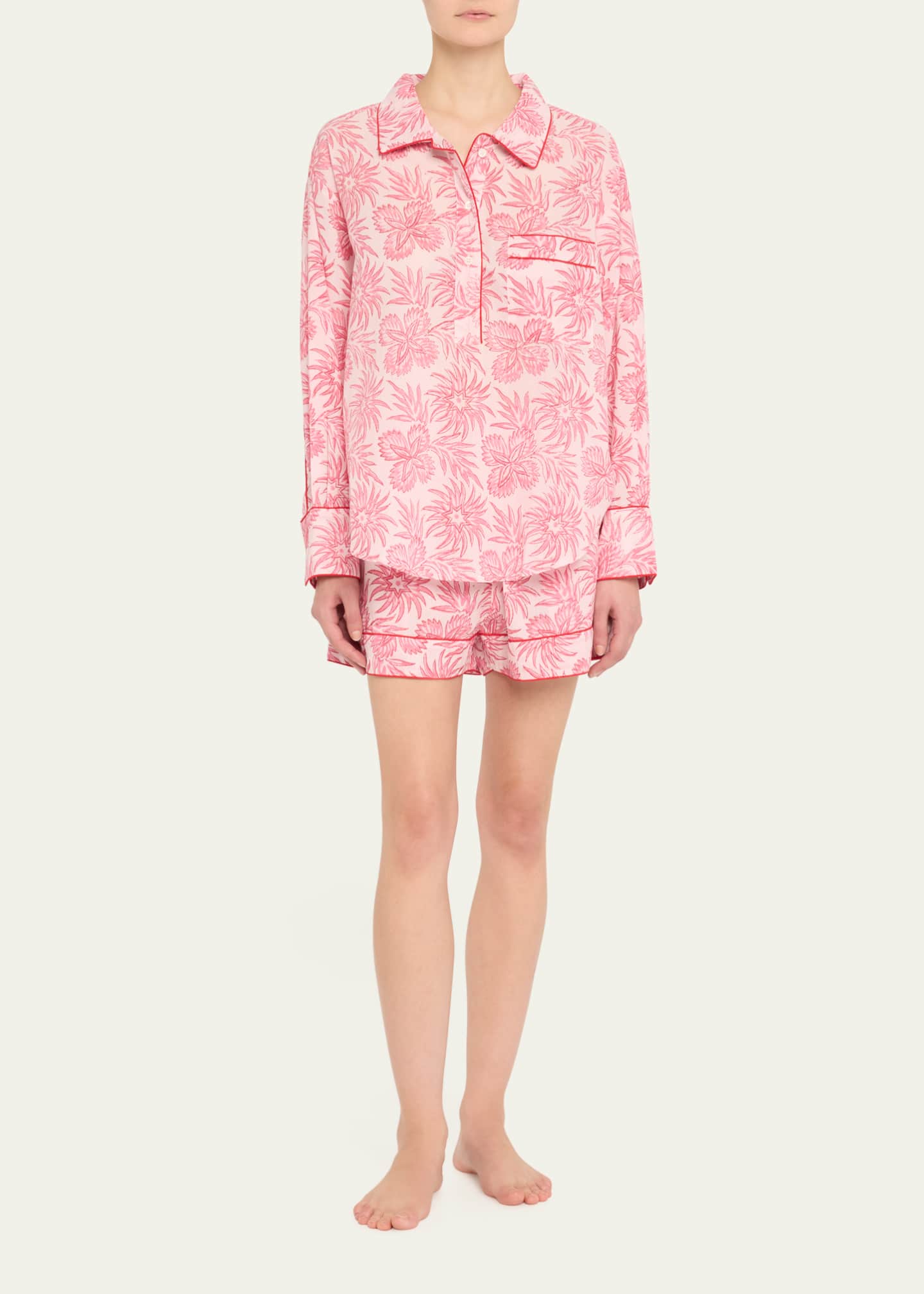Folkloore Botanical-Print Cotton Short Pajama Set Image 2 of 5