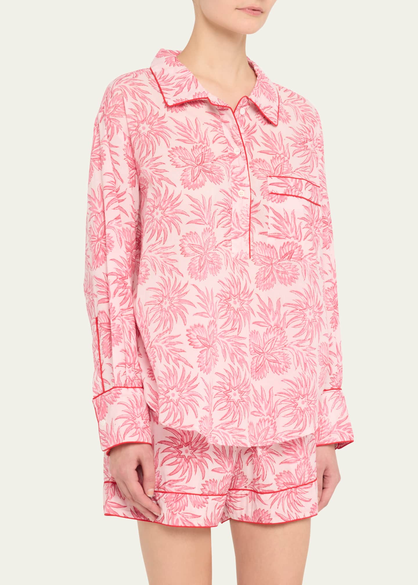 Folkloore Botanical-Print Cotton Short Pajama Set Image 4 of 5