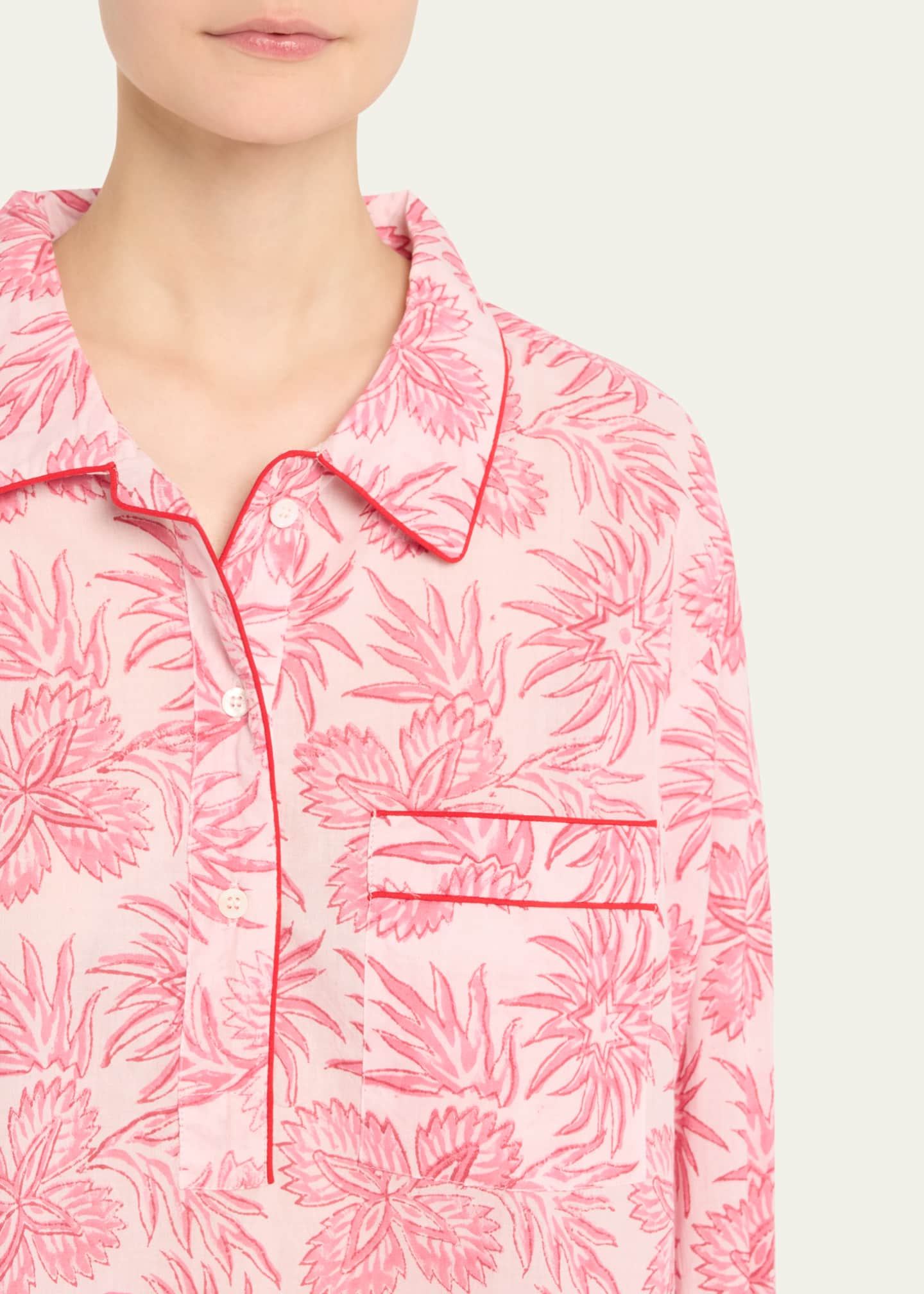Folkloore Botanical-Print Cotton Short Pajama Set Image 5 of 5