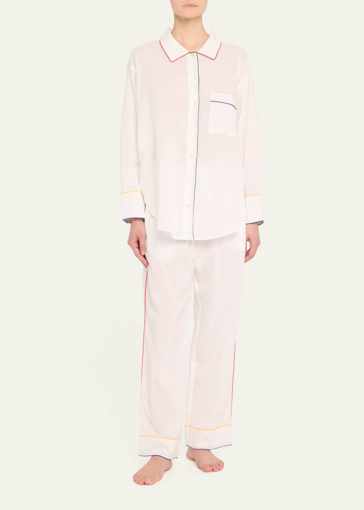 Folkloore Alba Piped Cotton Pajama Set Image 2 of 5