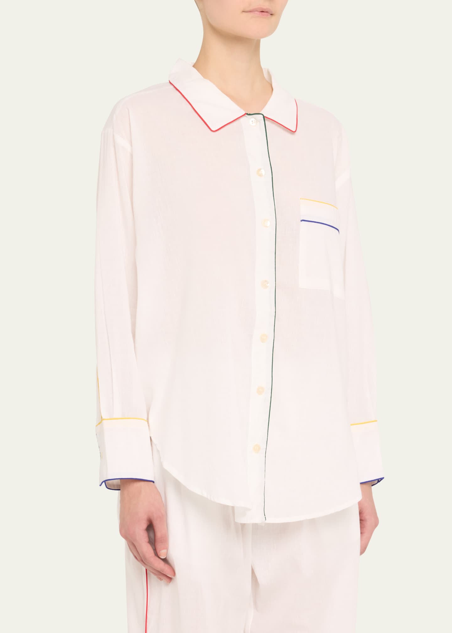 Folkloore Alba Piped Cotton Pajama Set Image 4 of 5