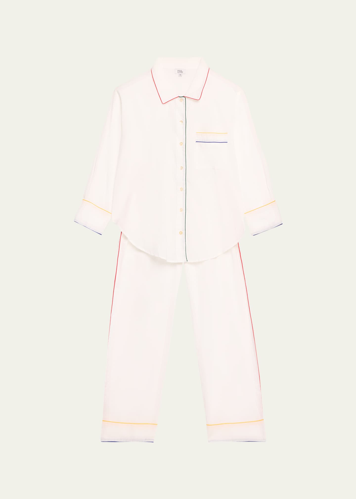 Folkloore Alba Piped Cotton Pajama Set Image 1 of 5