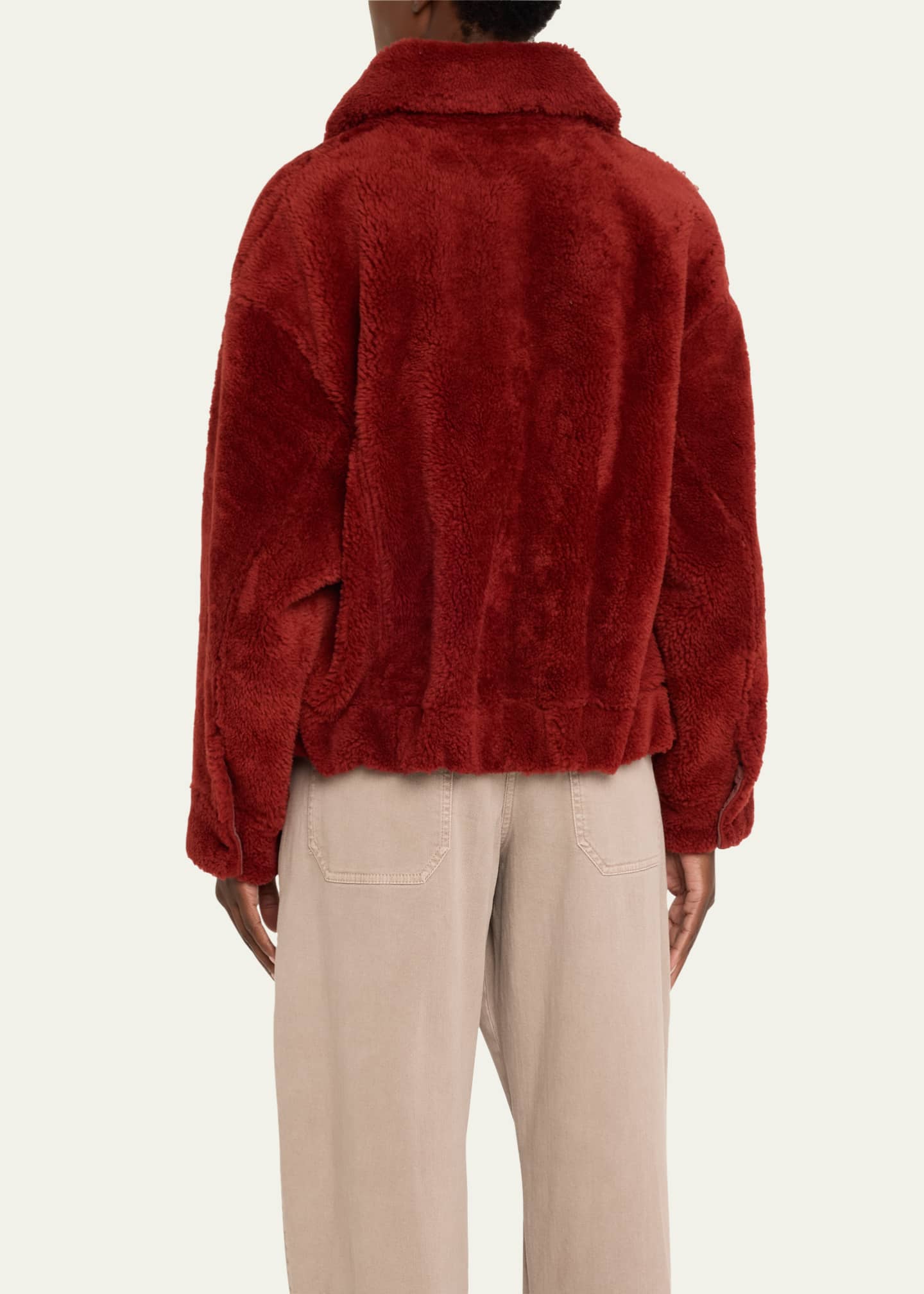 Brunello Cucinelli Dyed Shearling Short Jacket with Contrast Monili Zipper Image 3 of 5