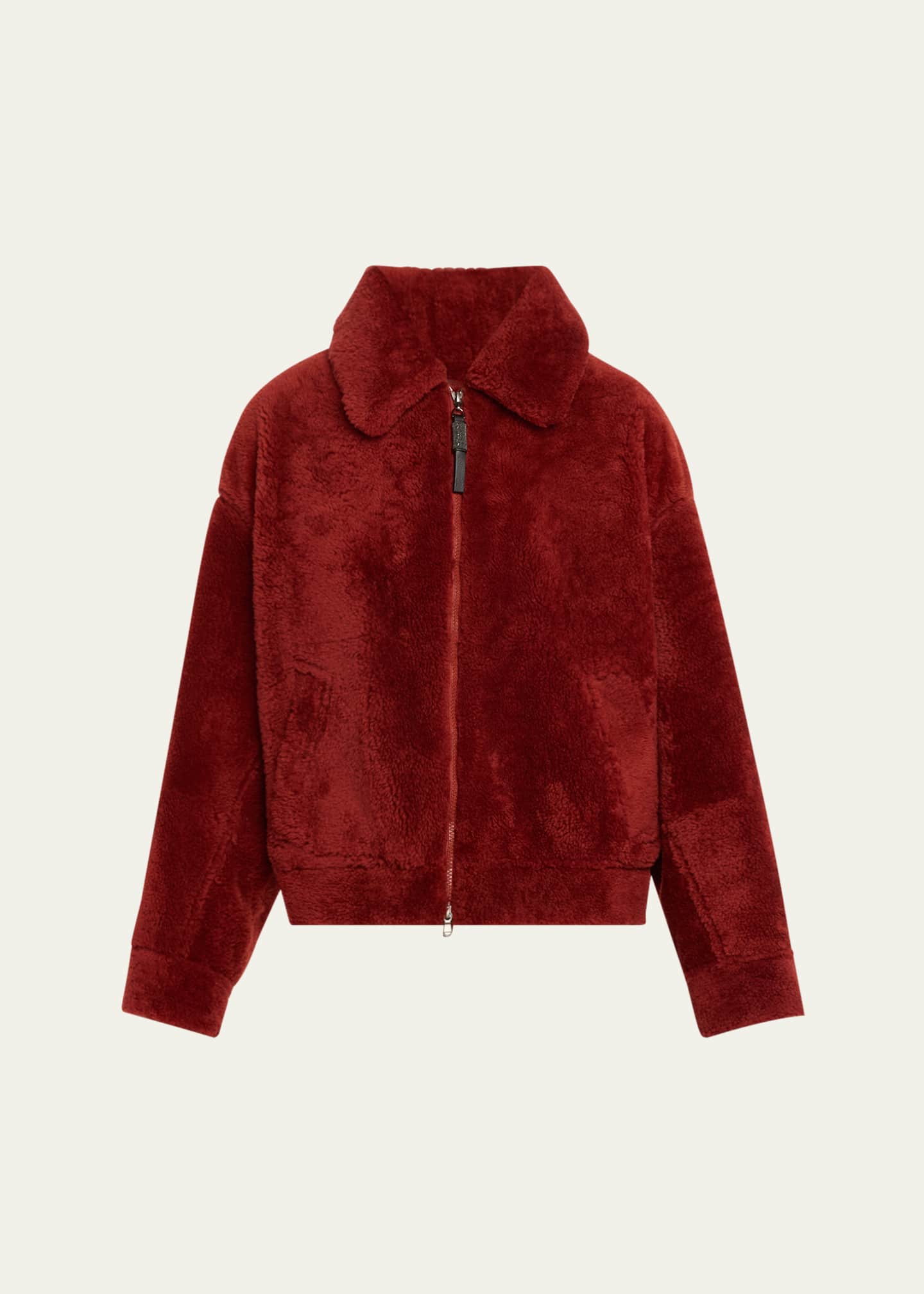 Brunello Cucinelli Dyed Shearling Short Jacket with Contrast Monili Zipper Image 1 of 5