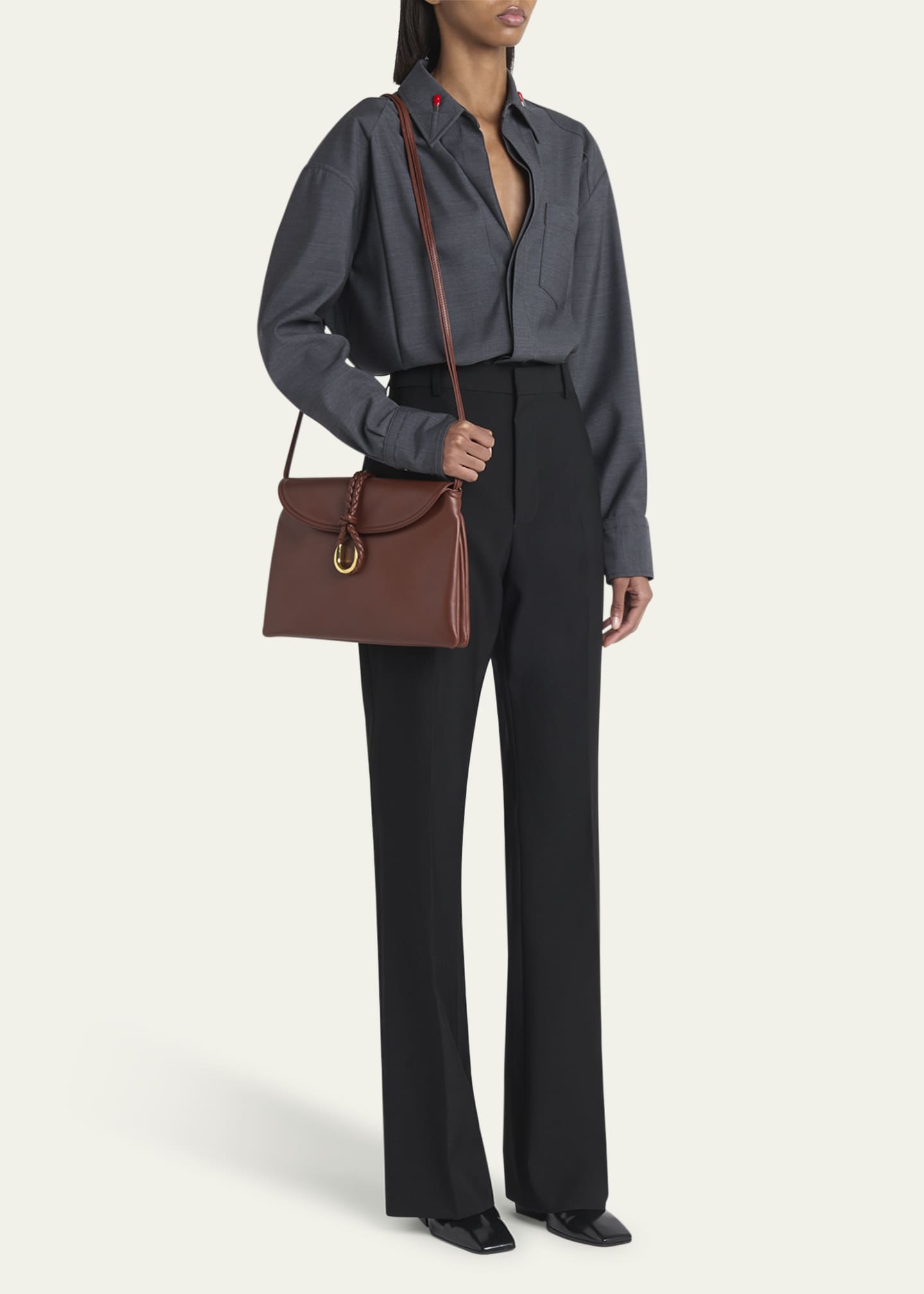 Bottega Veneta Liberta Medium Flap Leather Crossbody Bag Image 5 of 6