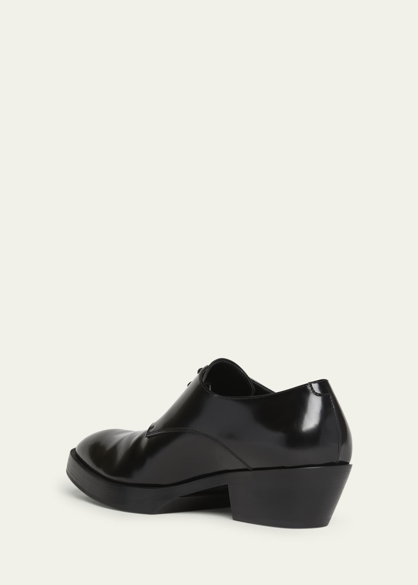 Bottega Veneta Men's Dalton Cuban-Heel Leather Derby Shoes Image 4 of 5