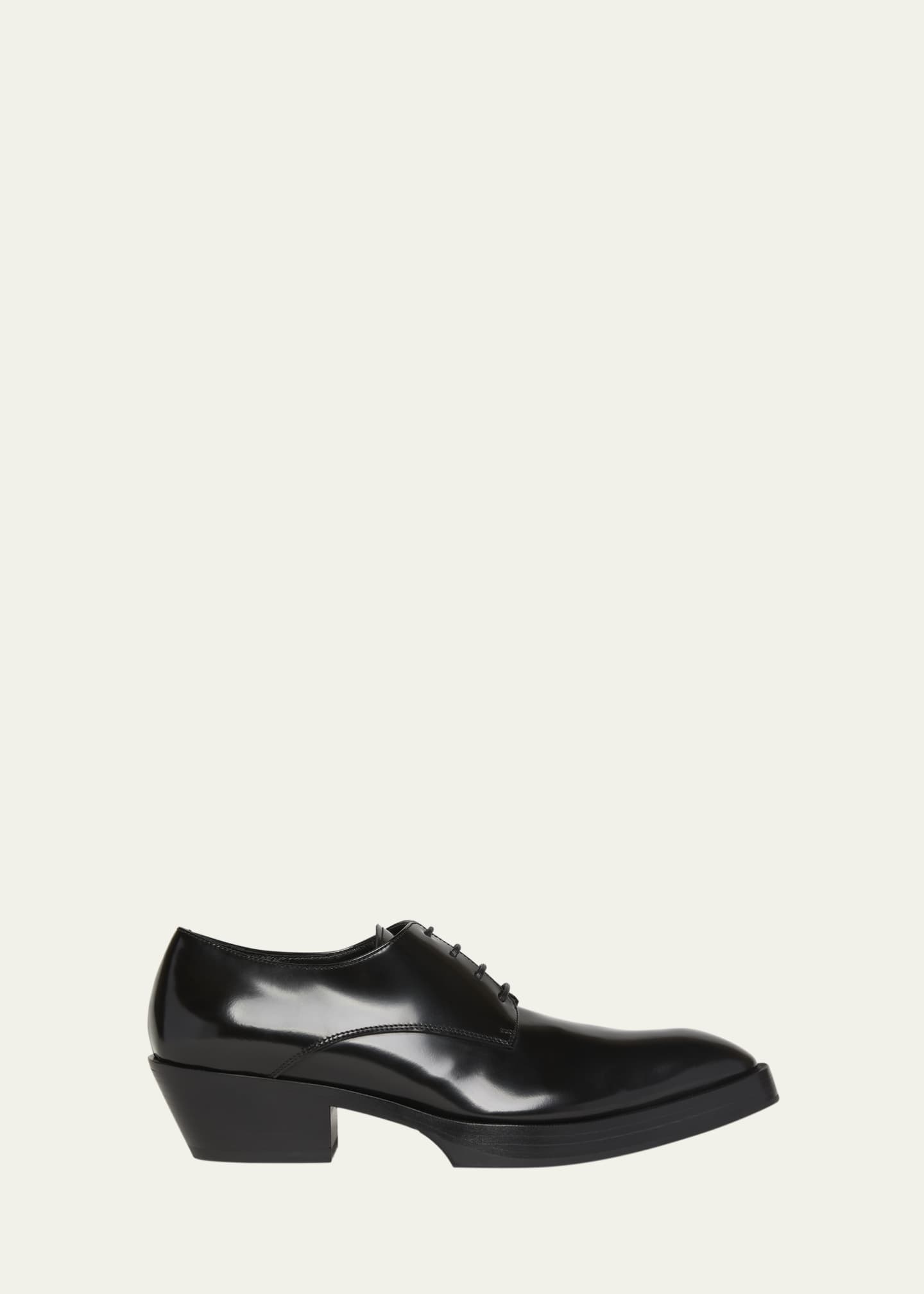 Bottega Veneta Men's Dalton Cuban-Heel Leather Derby Shoes Image 1 of 5