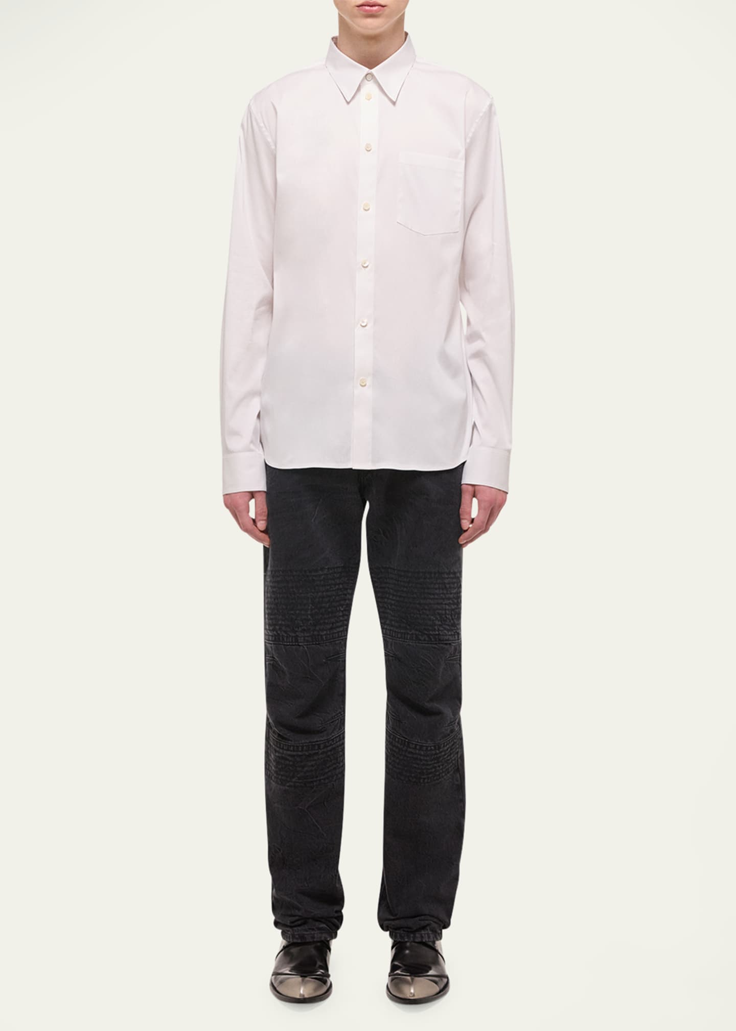 Helmut Lang Men's Solid Sport Shirt Image 2 of 5
