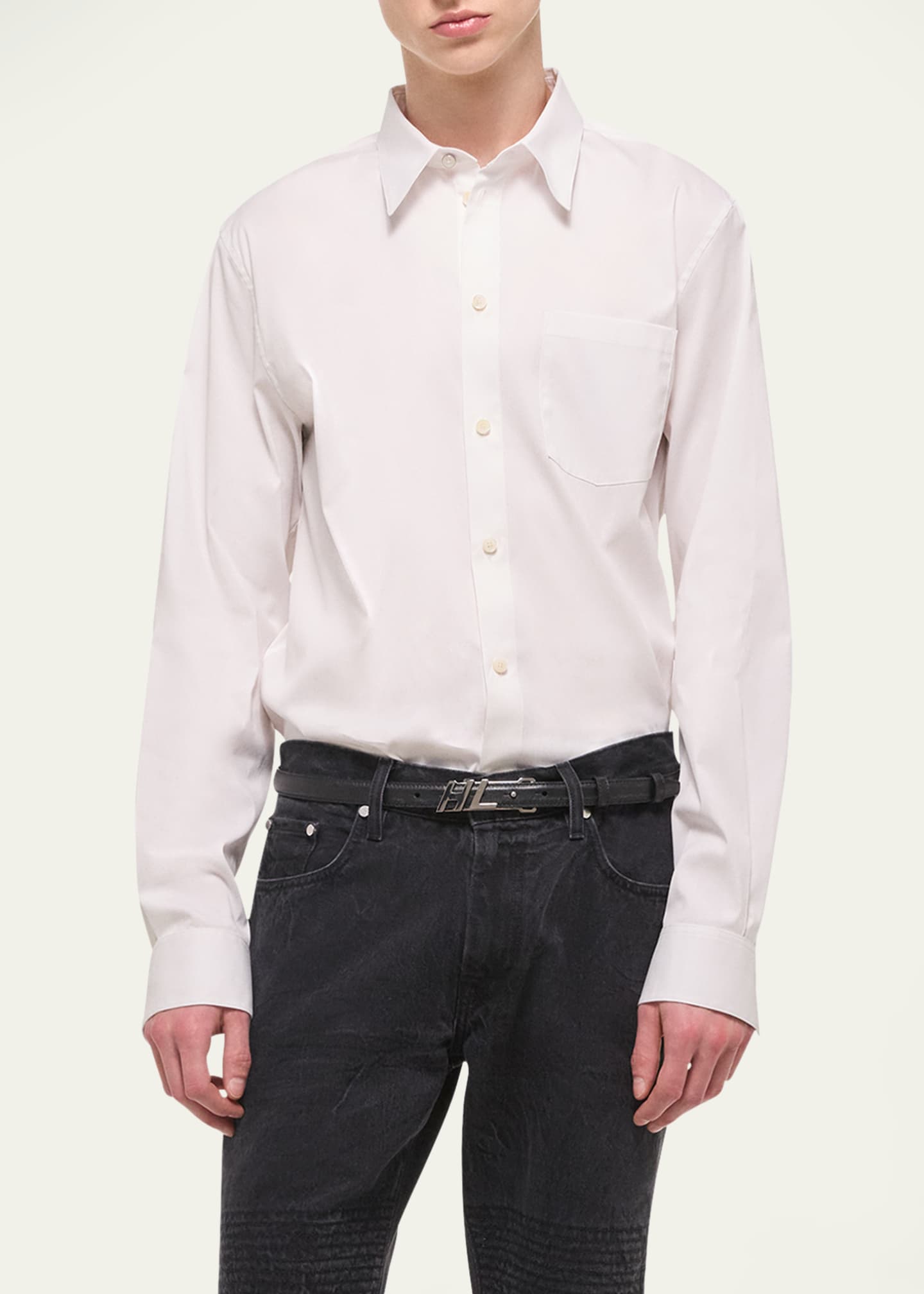 Helmut Lang Men's Solid Sport Shirt Image 4 of 5