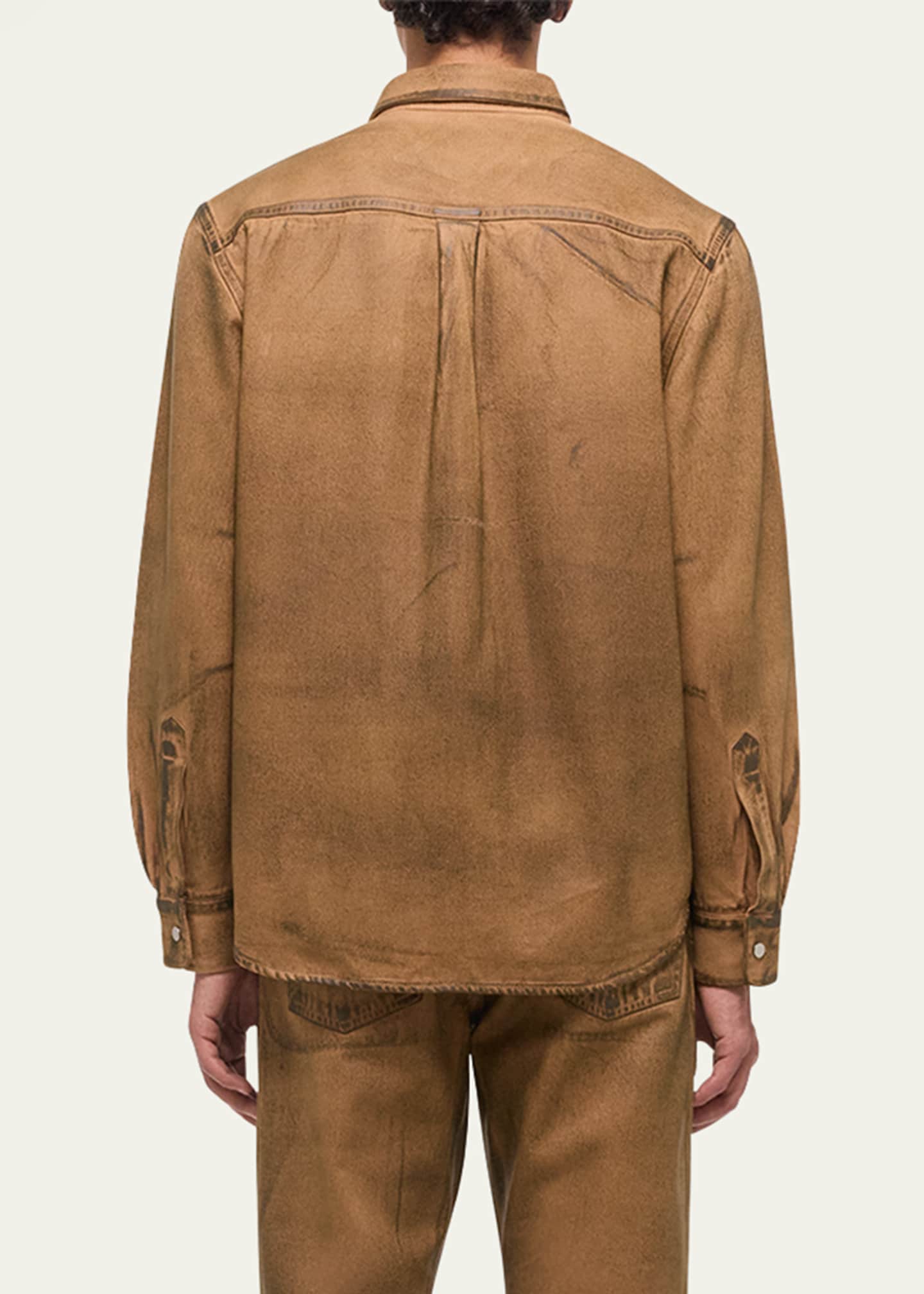 Helmut Lang Men's Curved Stained Denim Sport Shirt Image 3 of 5