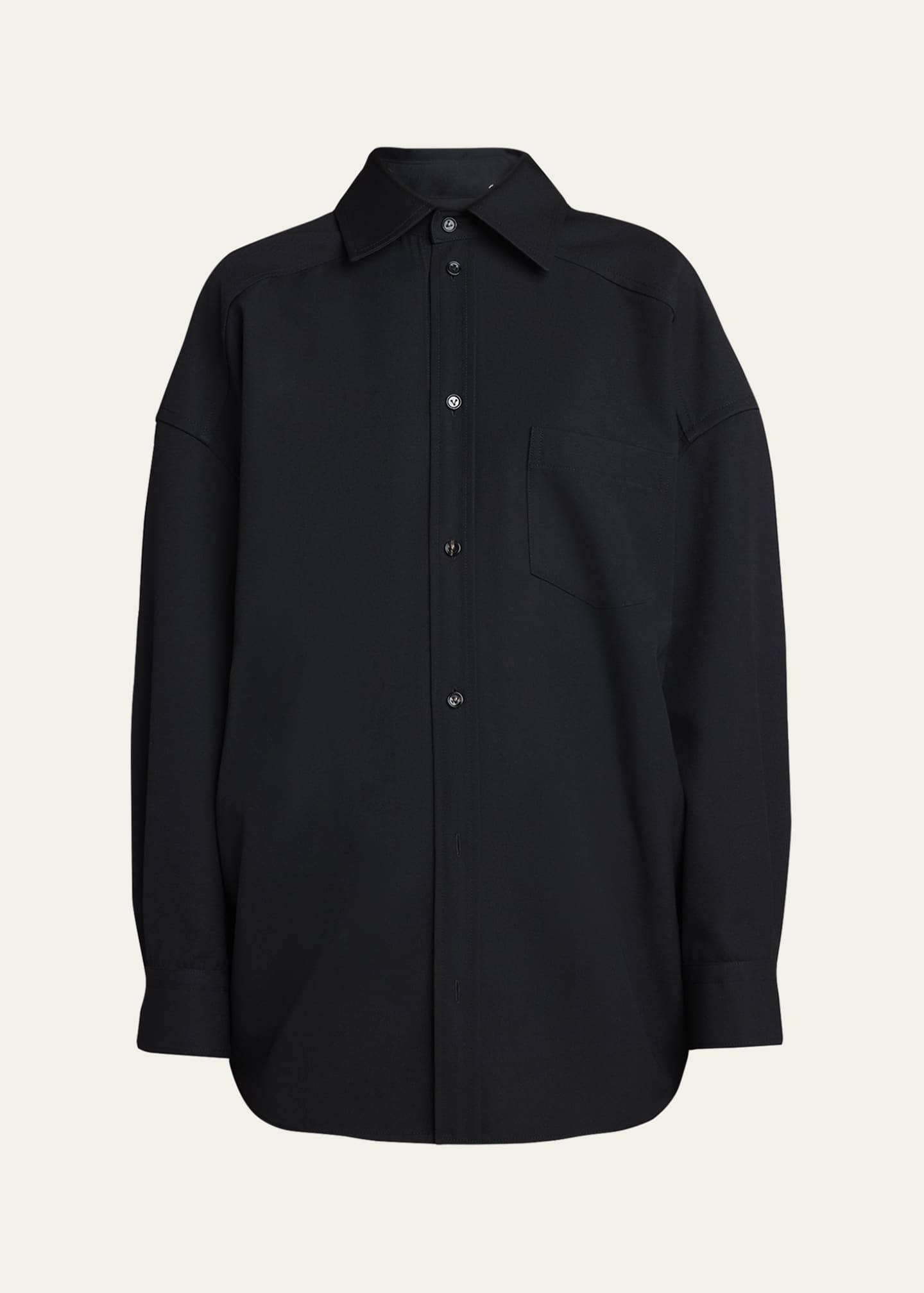 Bottega Veneta Button Down Sartorial Wool Twill Shirt