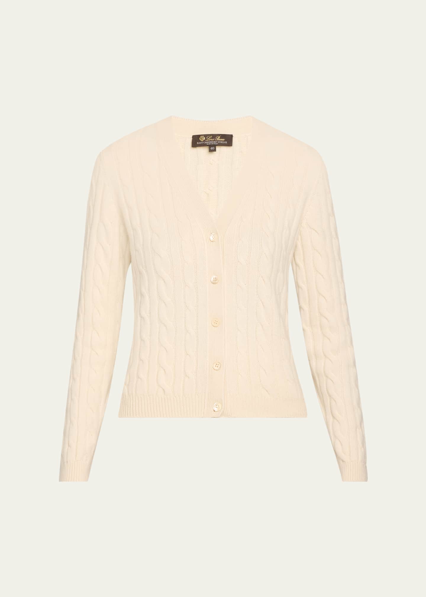 Loro Piana Jubilee Cable Baby Cashmere Cardigan Image 1 of 5