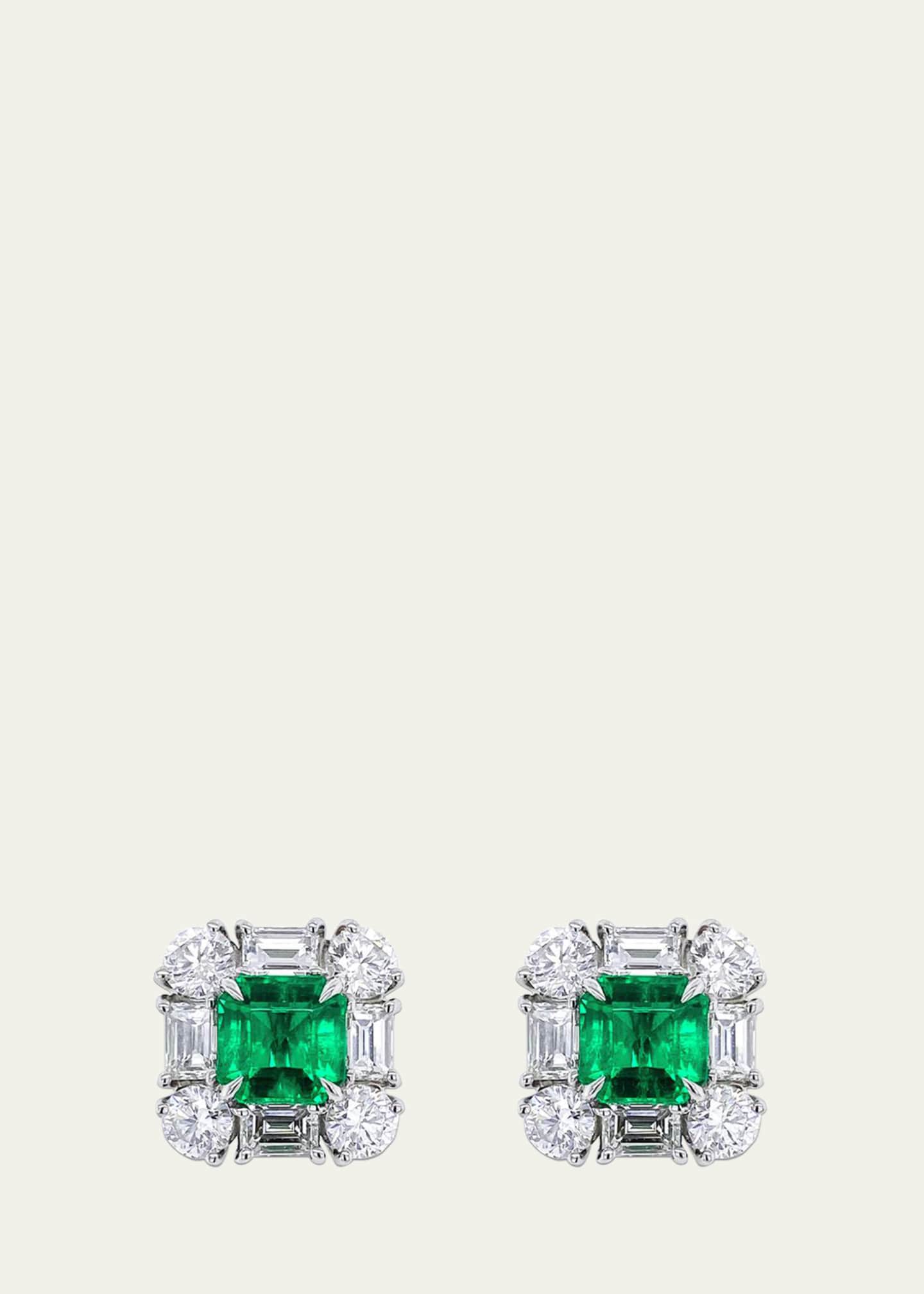 Bayco Emerald and Diamond Stud Earrings