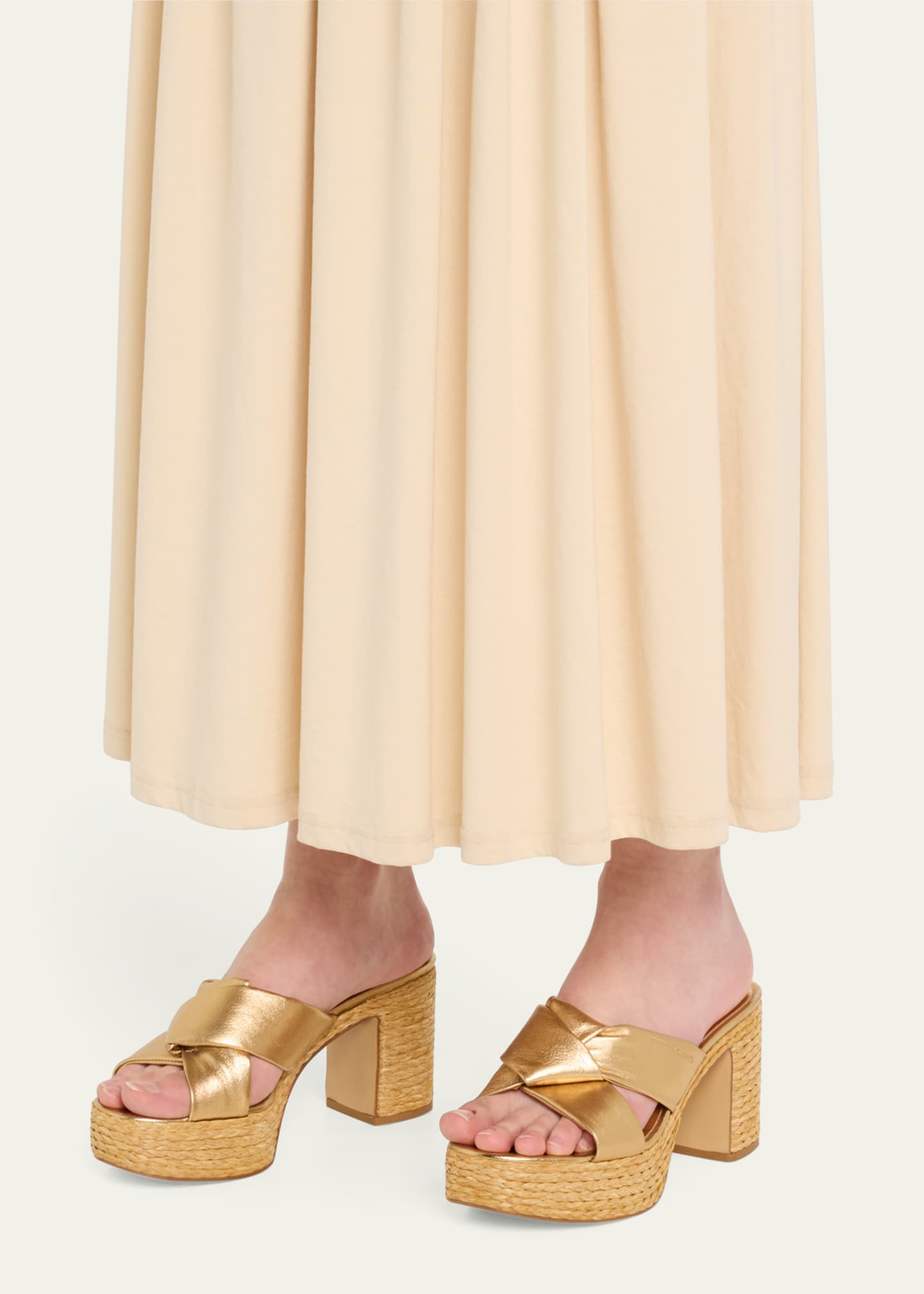 Ferragamo Douglas Metallic Espadrille Platform Sandals Image 2 of 6