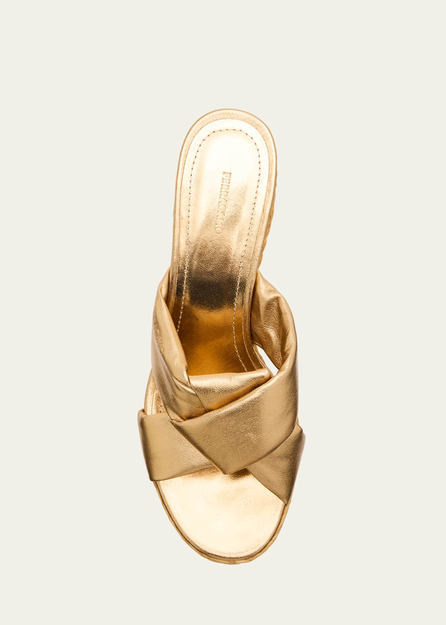 Ferragamo Douglas Metallic Espadrille Platform Sandals Image 6 of 6