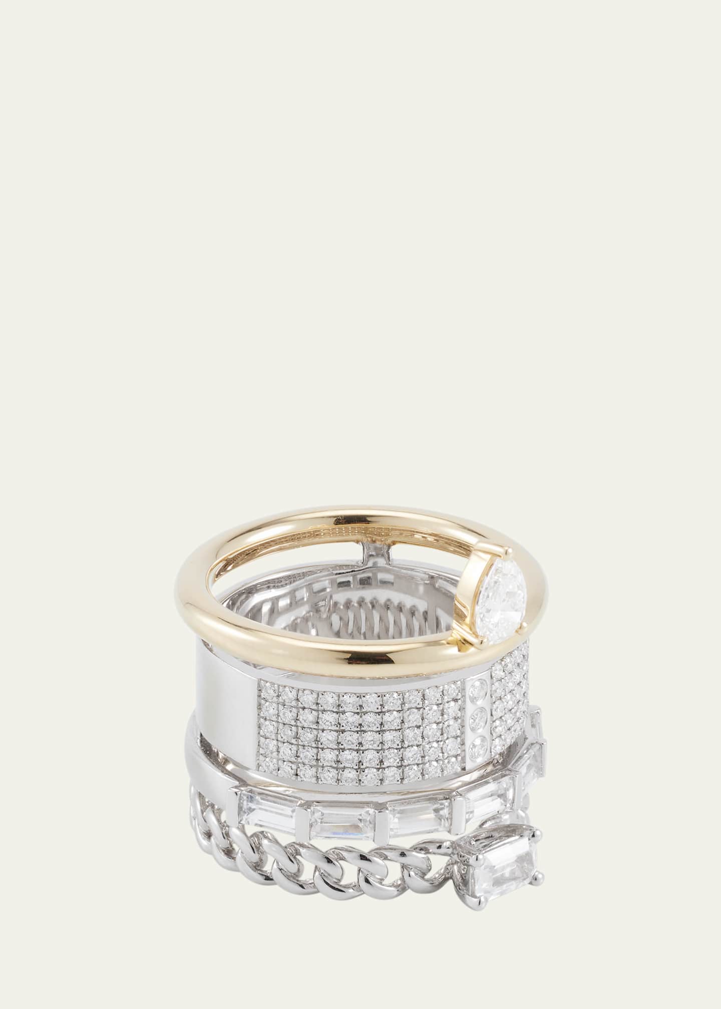 TYPE JEWELRY Mix Metals Typestack Pave Diamond Ring Image 3 of 4