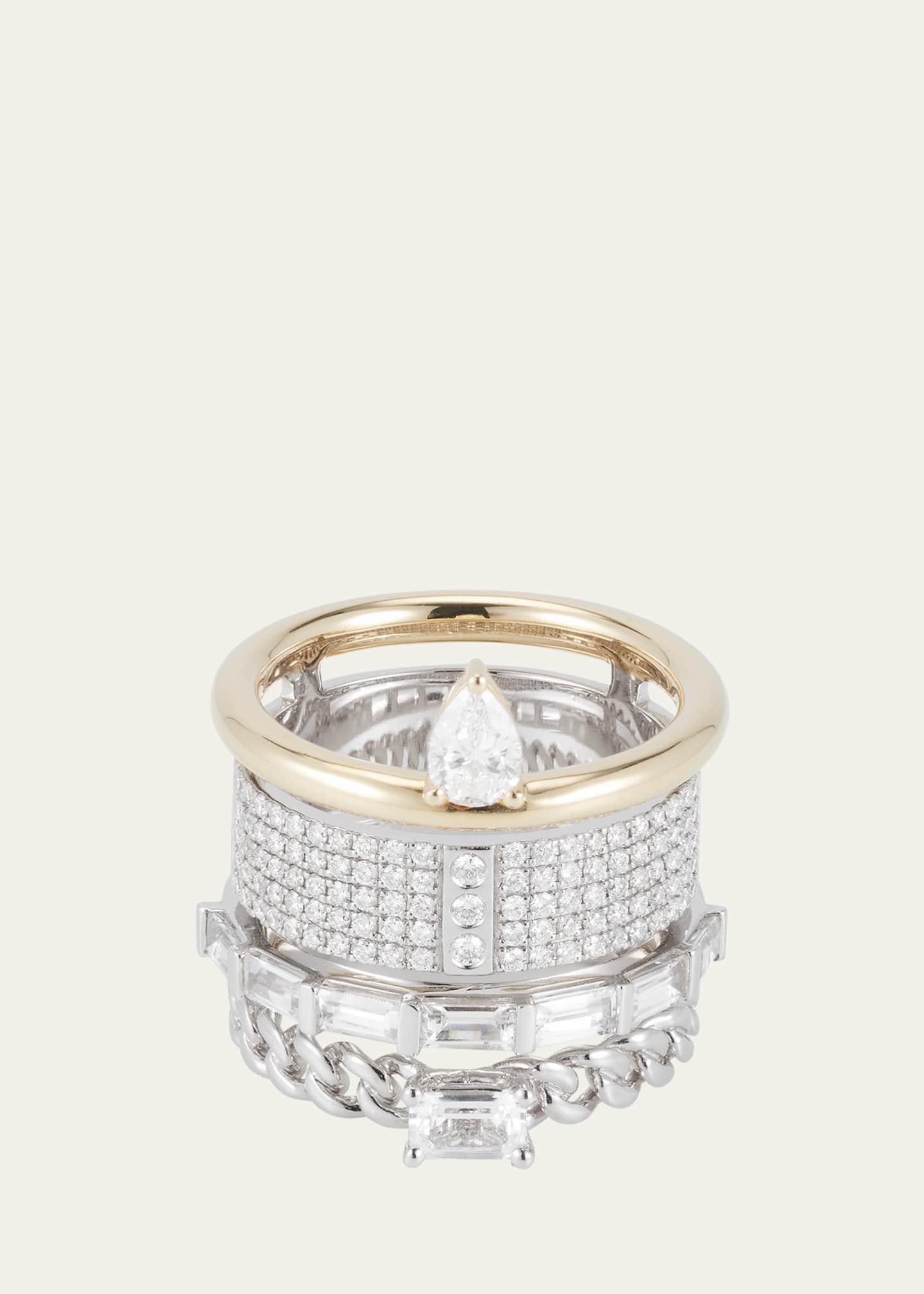 TYPE JEWELRY Mix Metals Typestack Pave Diamond Ring Image 1 of 4