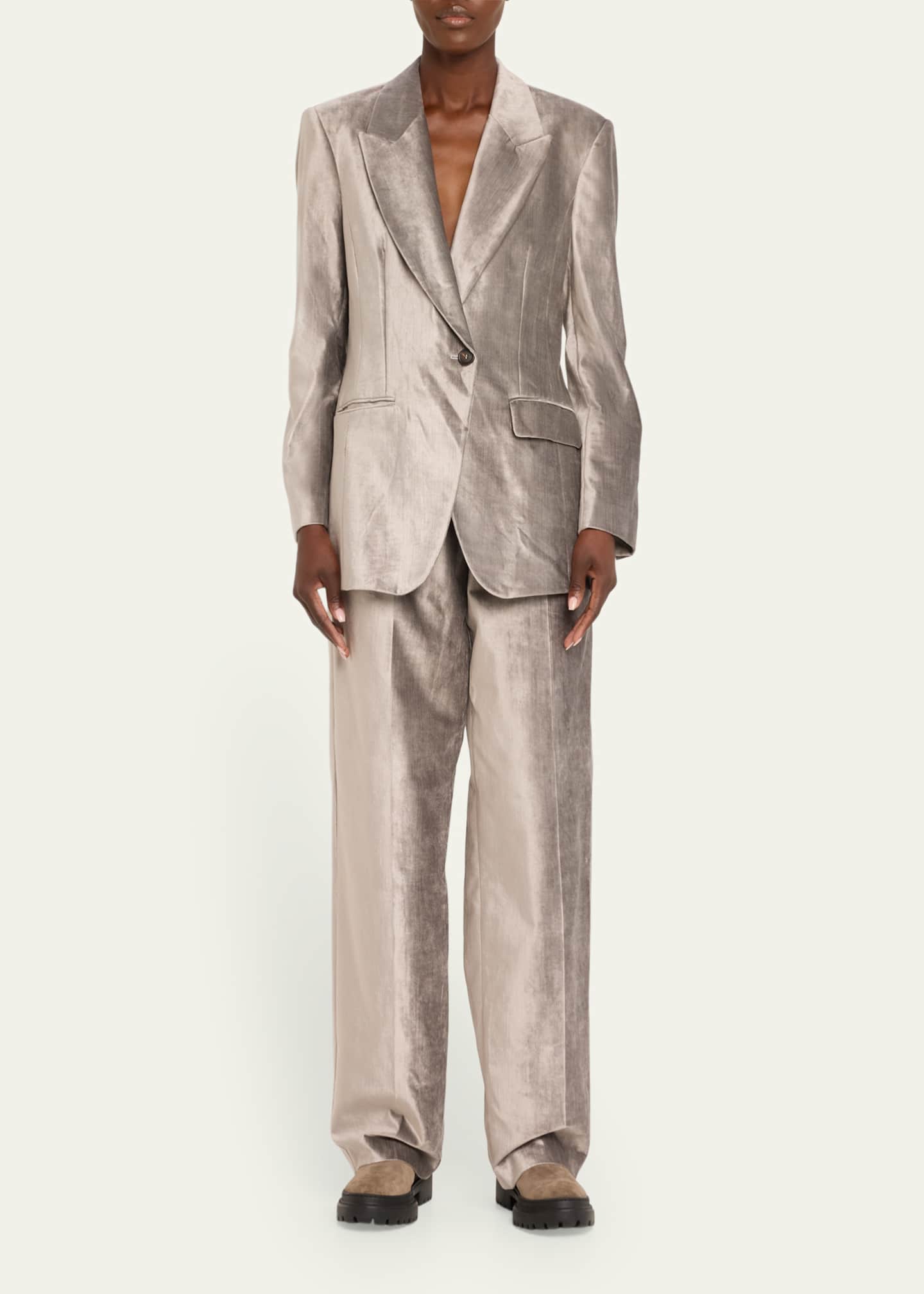 Brunello Cucinelli Sleek Velvet Suit Jacket Image 2 of 5