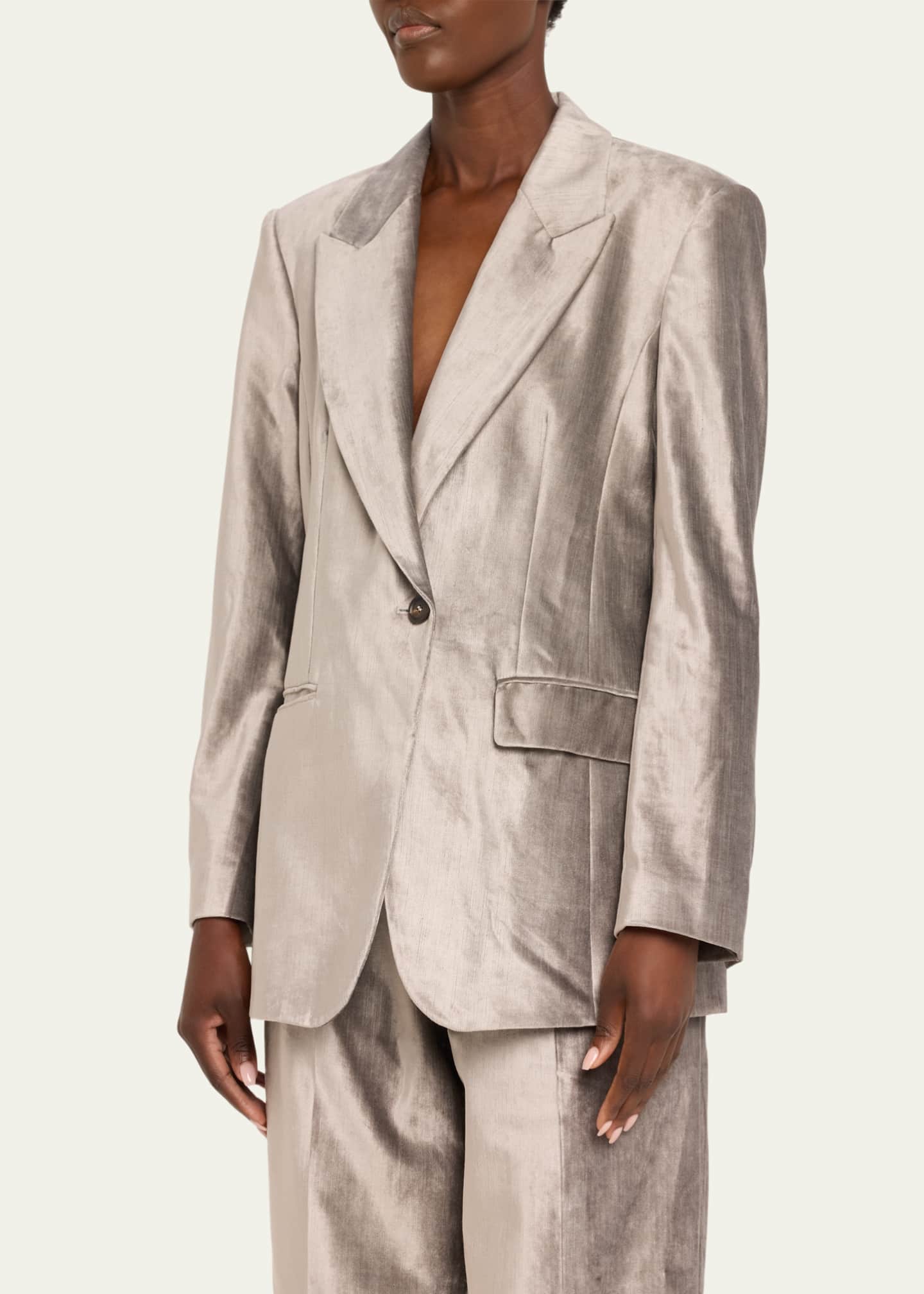Brunello Cucinelli Sleek Velvet Suit Jacket Image 4 of 5