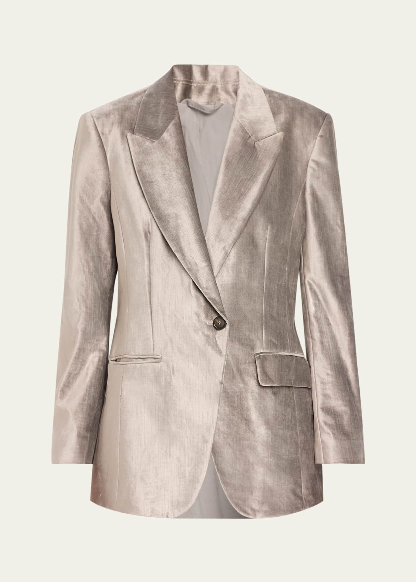 Brunello Cucinelli Sleek Velvet Suit Jacket Image 1 of 5