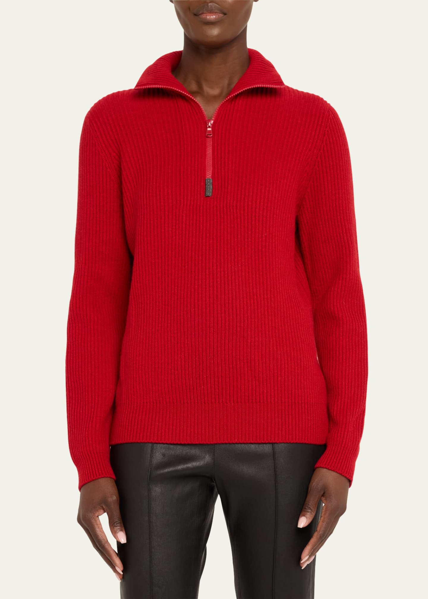 Brunello Cucinelli Quarter Zip Cashmere Sweater Image 4 of 5