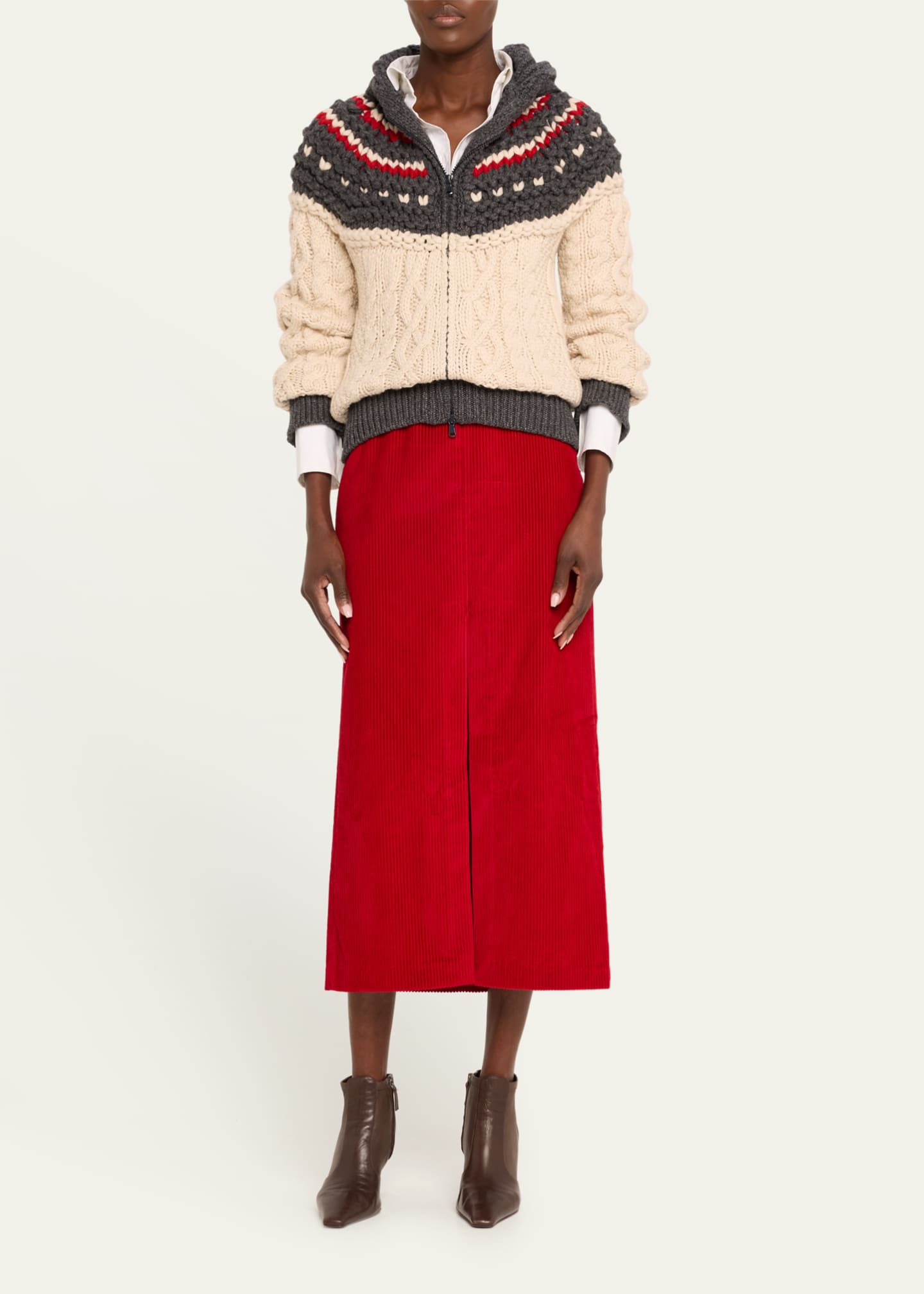 Brunello Cucinelli Corduroy Column Midi Skirt Image 2 of 5