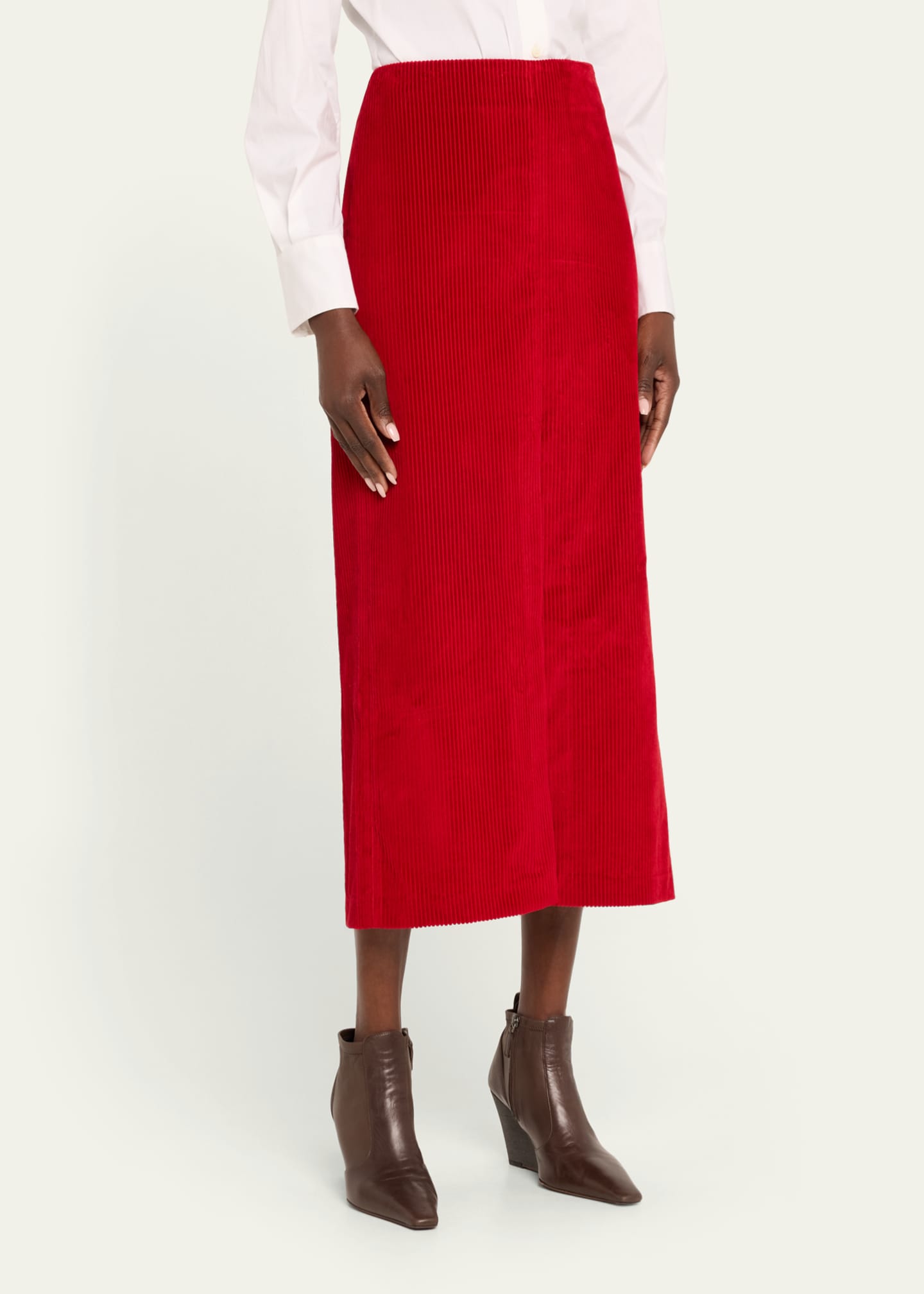 Brunello Cucinelli Corduroy Column Midi Skirt Image 4 of 5