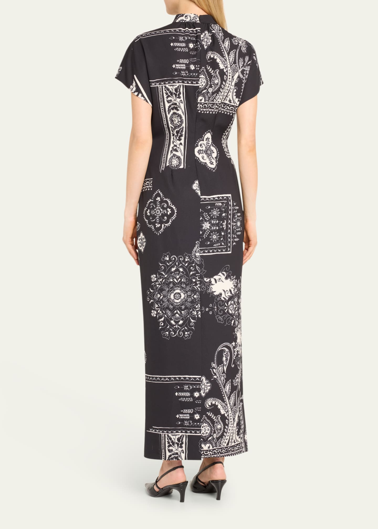 Lela Rose Stella Printed Short-Sleeve Maxi Dress Image 3 of 5
