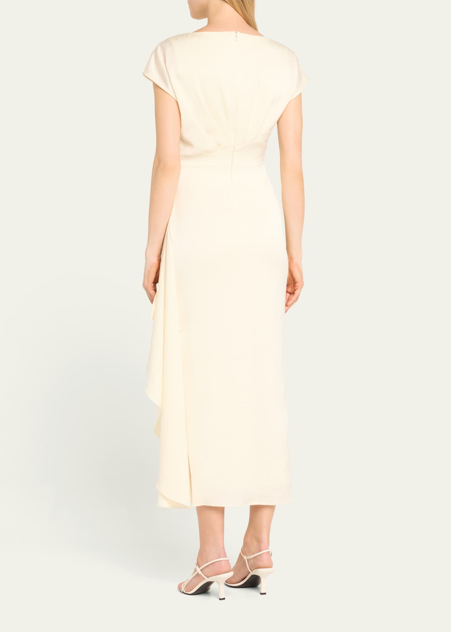 Lela Rose Florence Draped Short-Sleeve Midi Dress Image 3 of 5