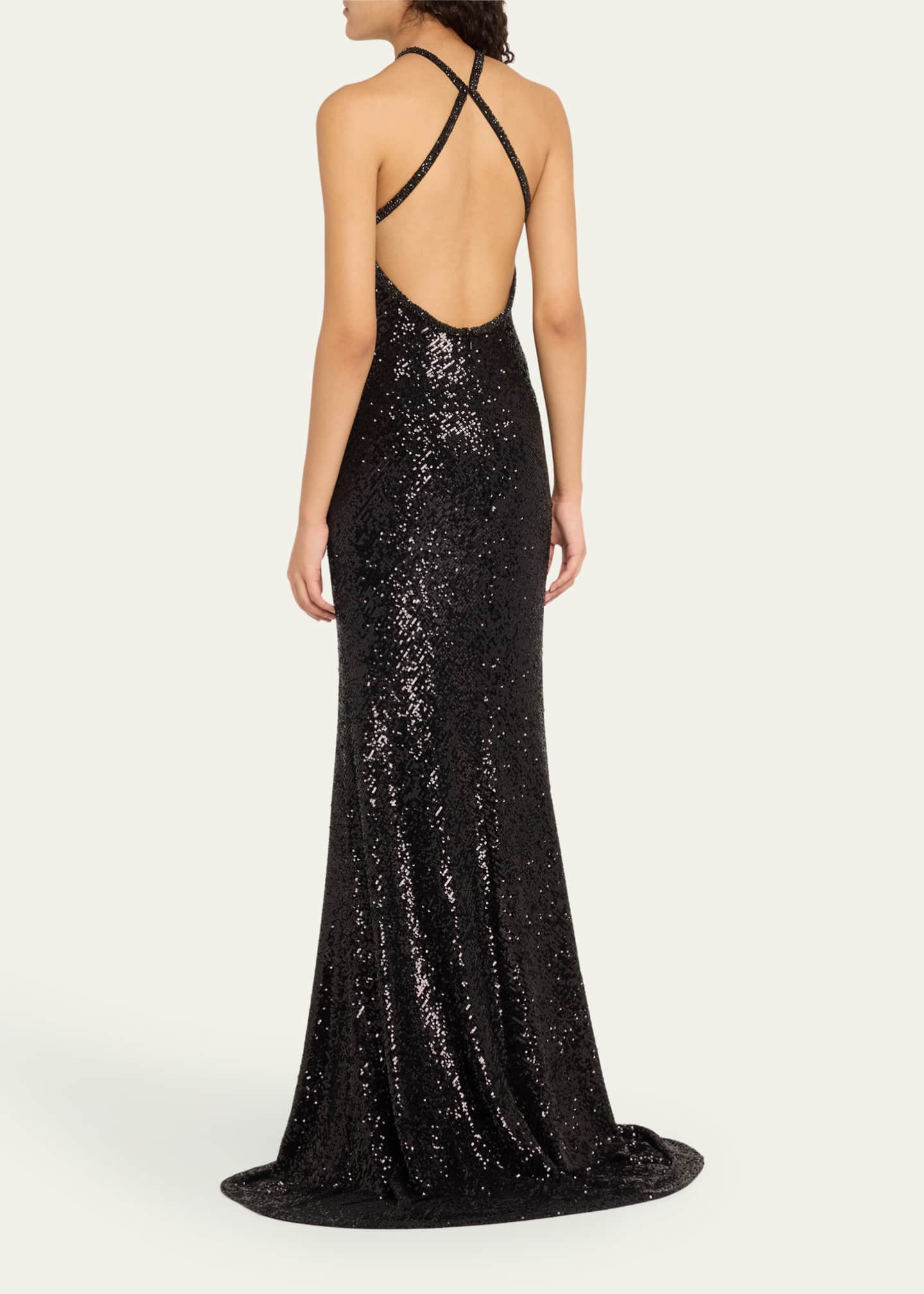 Backless halter gown top