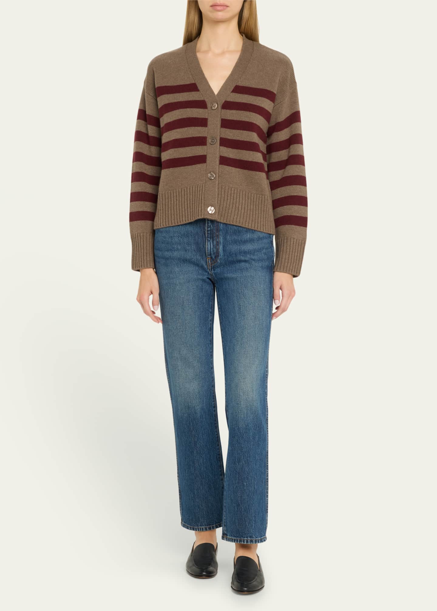 Kule The Raffa Striped Wool-Cashmere Cardigan Image 2 of 5