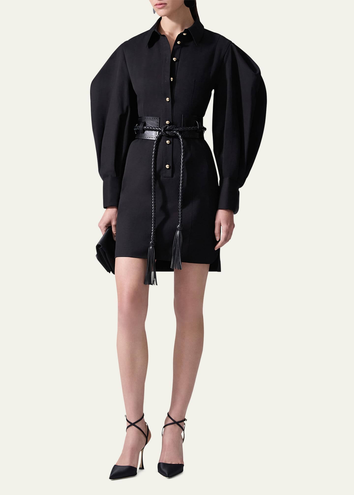 Carolina Herrera Full-Sleeve Mini Shirtdress Image 2 of 3