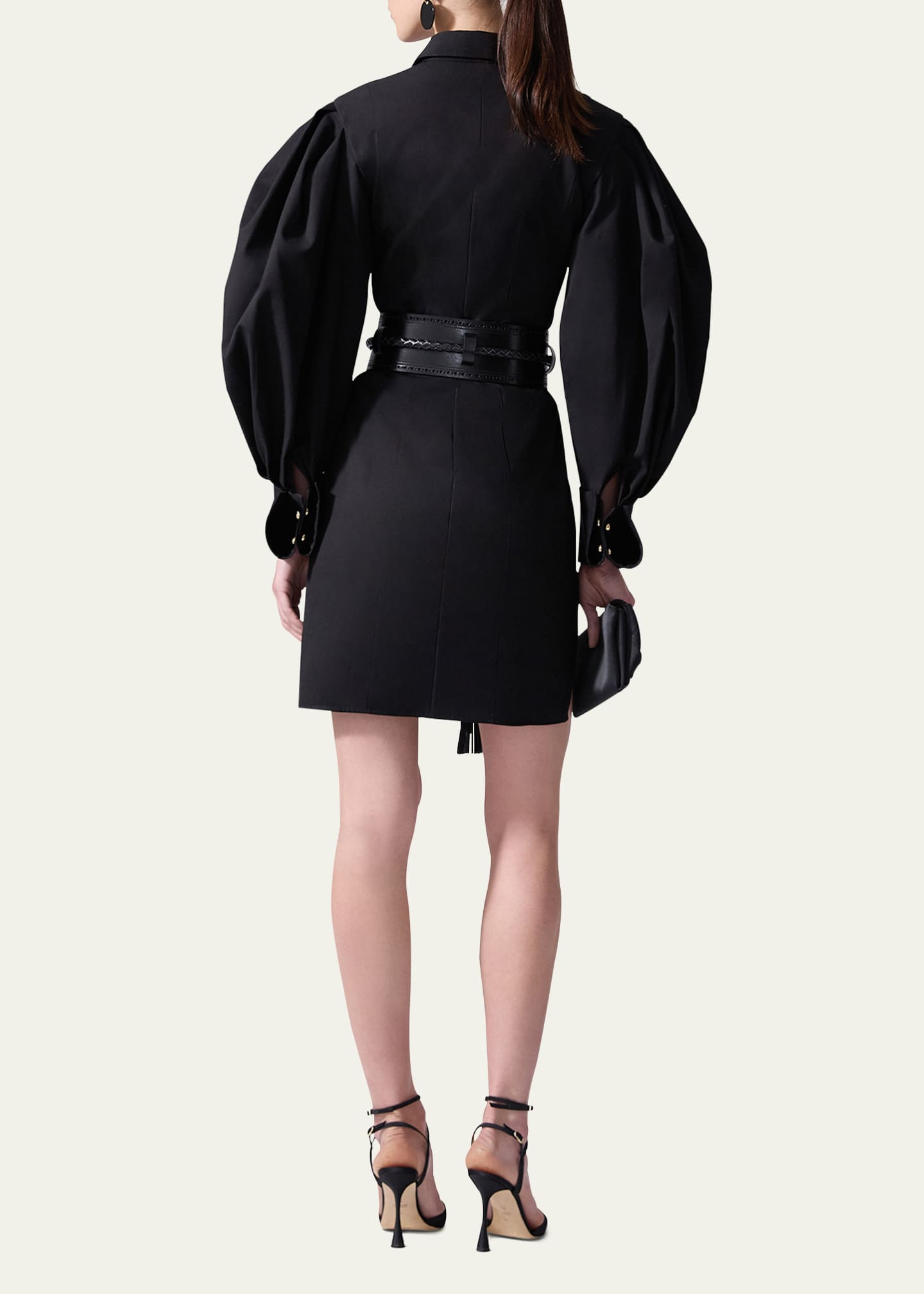 Carolina Herrera Full-Sleeve Mini Shirtdress Image 3 of 3