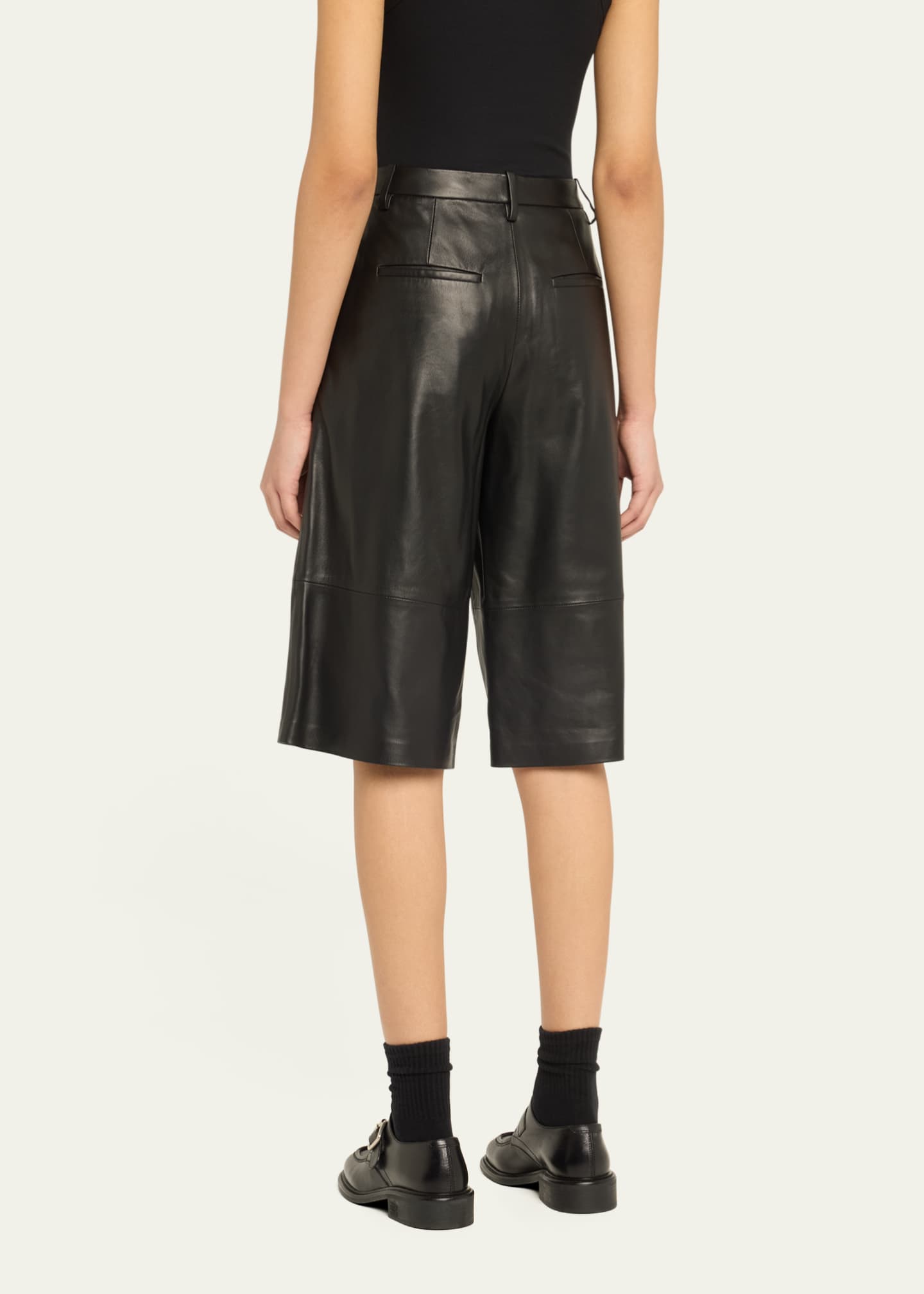 Vince Mid-Rise Long Leather Shorts Image 3 of 5