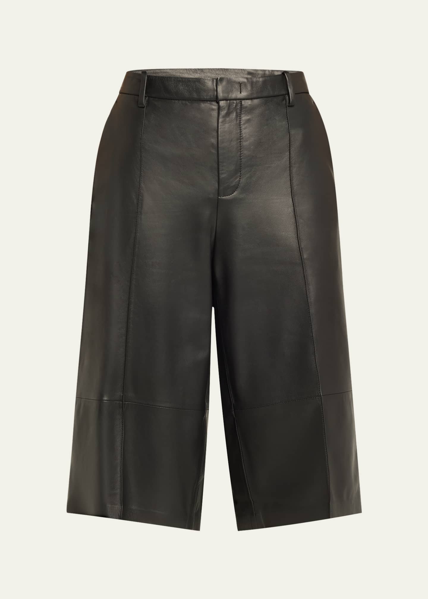 Vince Mid-Rise Long Leather Shorts Image 1 of 5
