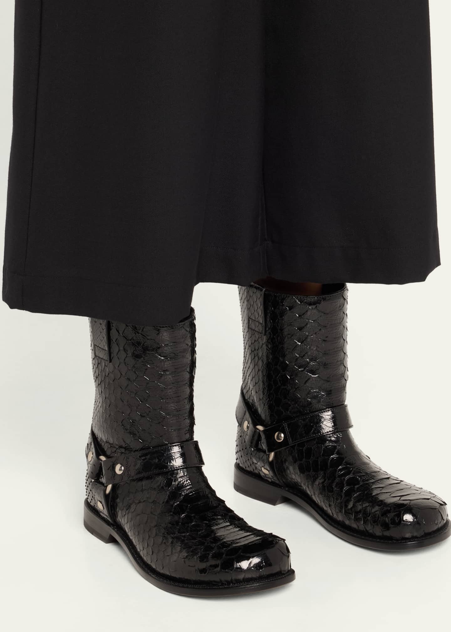 Loewe Campo Python Harness Biker Booties - Bergdorf Goodman