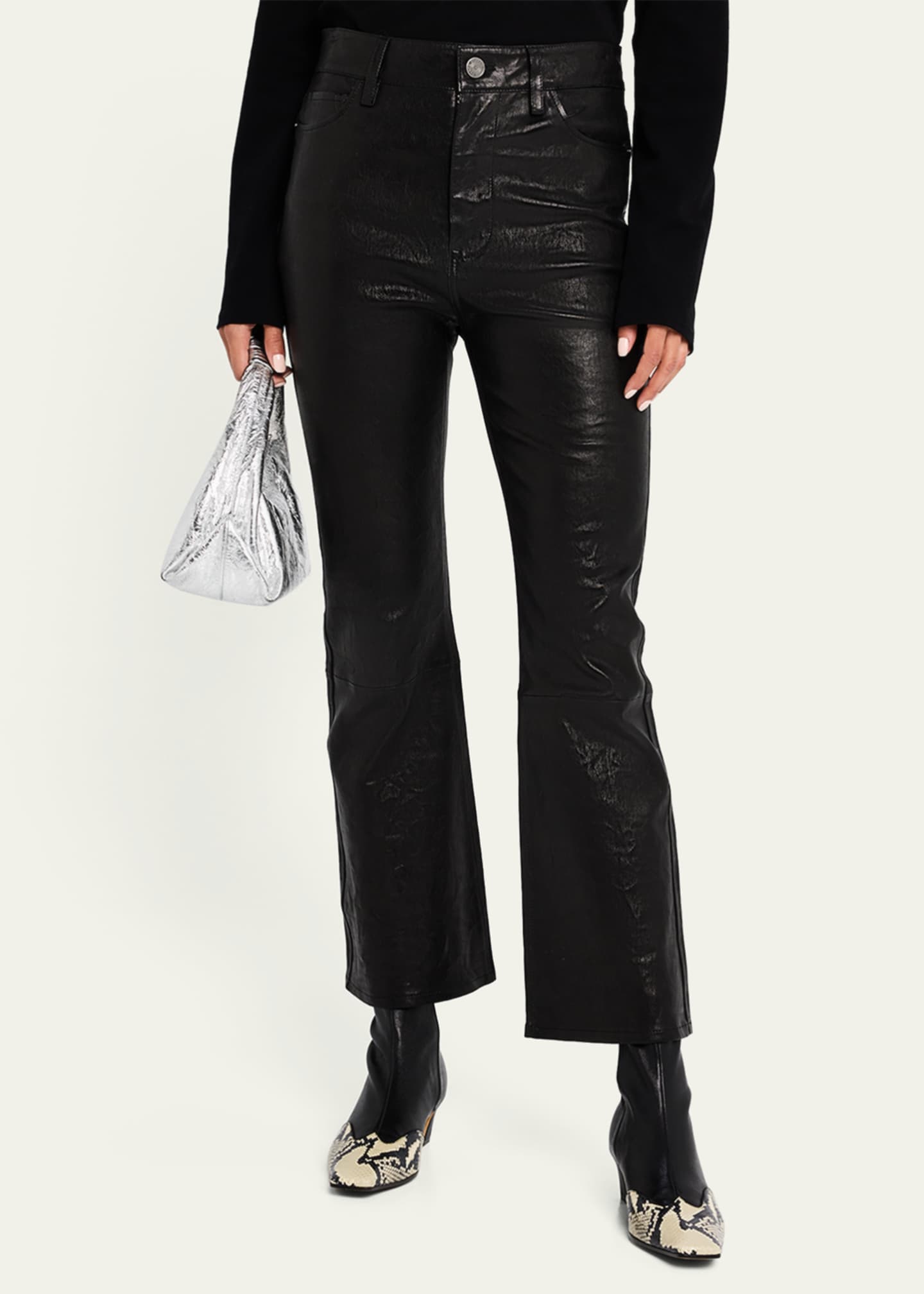 FRAME Le Crop Mini Boot Leather Pants Image 4 of 5