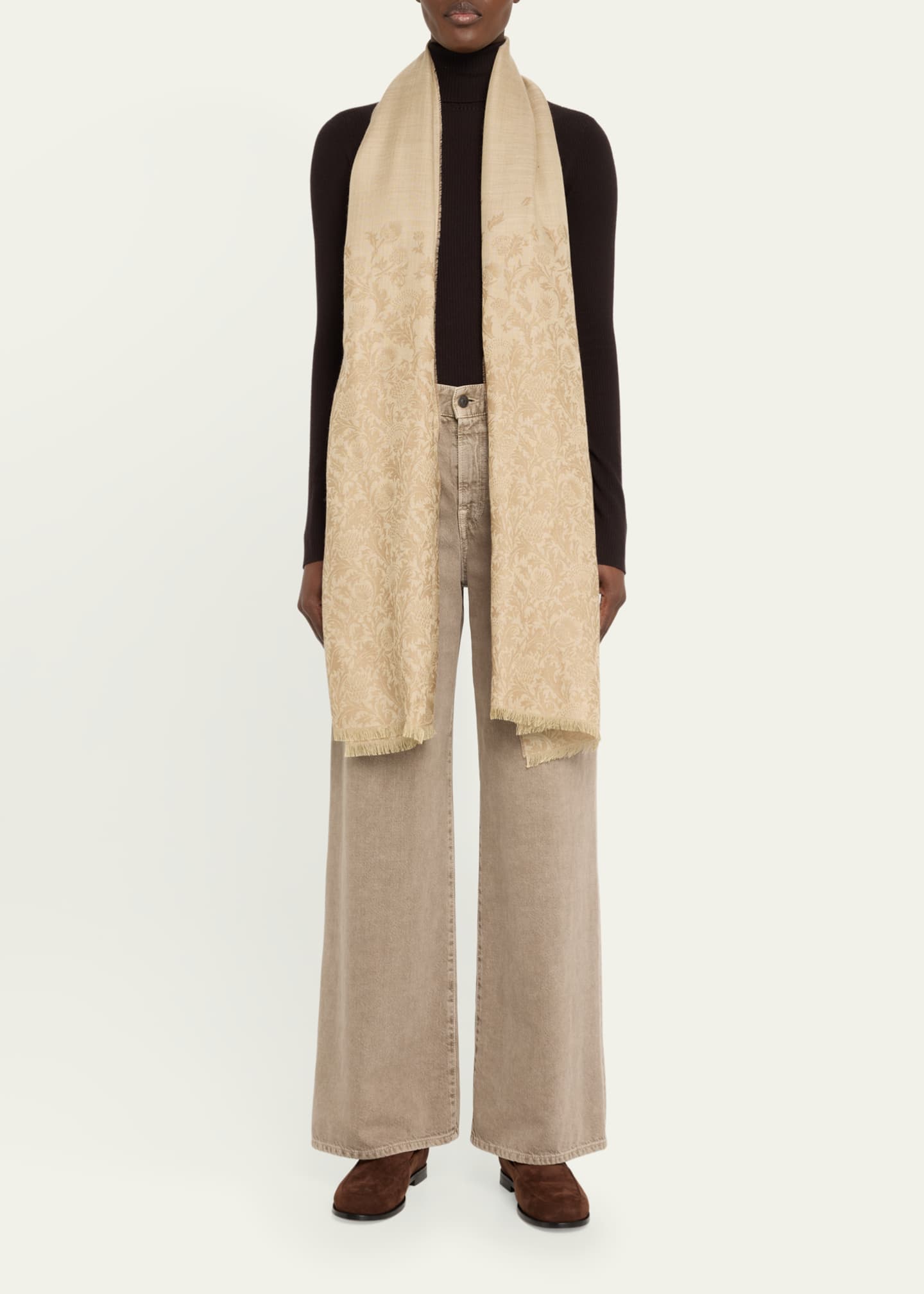 Loro Piana Printed Cashmere-Silk Scarf Image 2 of 4