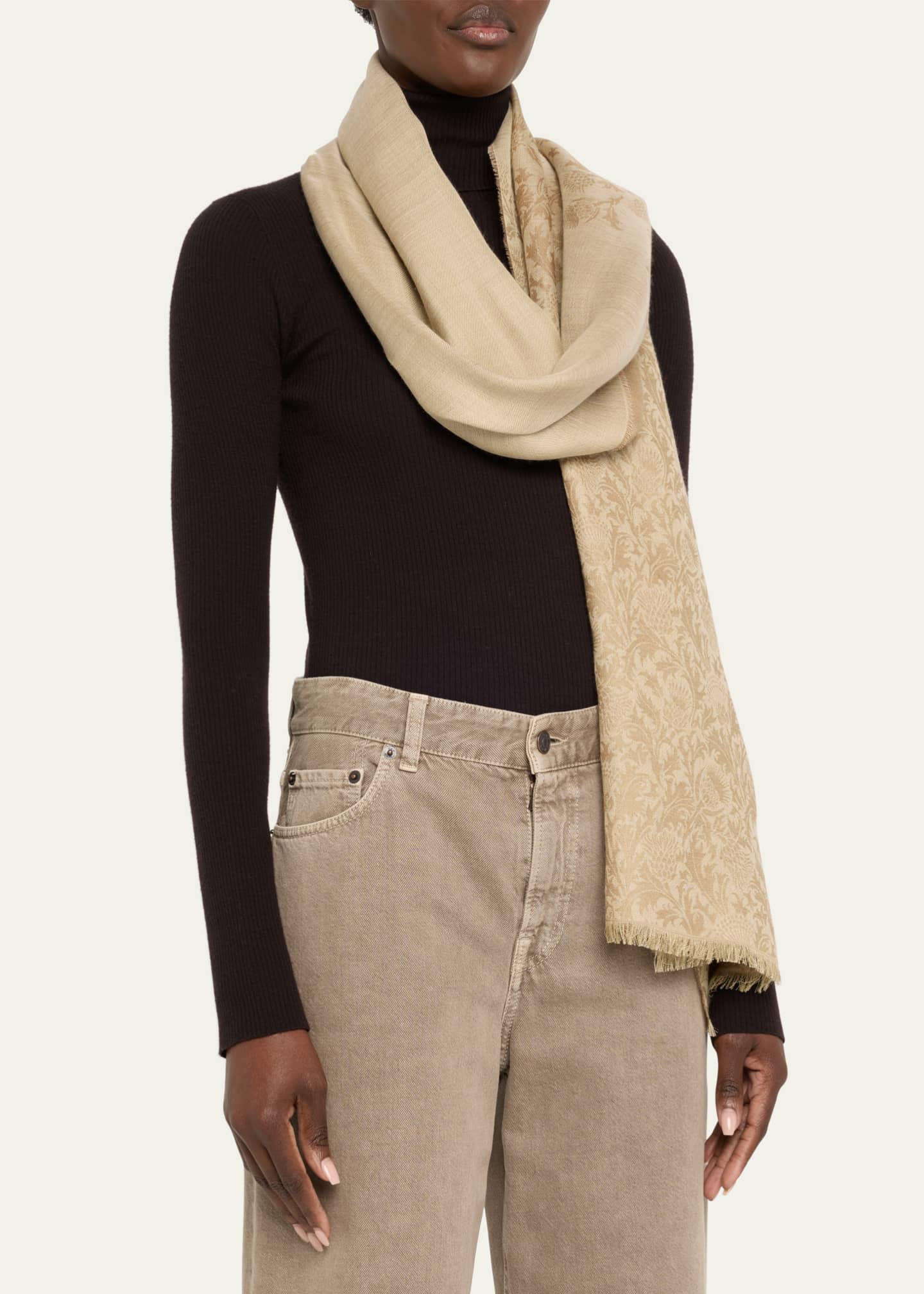 Loro Piana Printed Cashmere-Silk Scarf Image 3 of 4