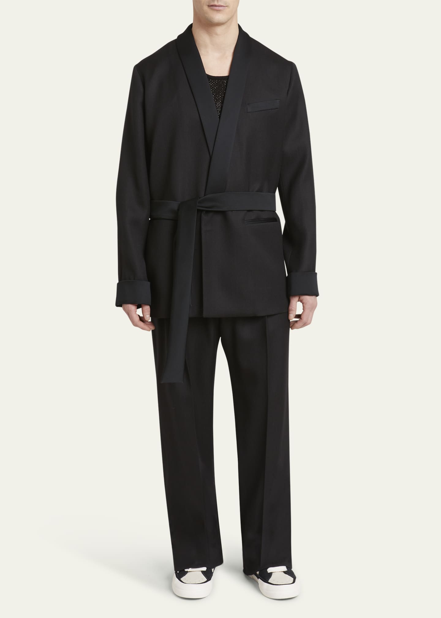 Amiri Men's Satin-Trim Smoking Jacket Image 2 of 5