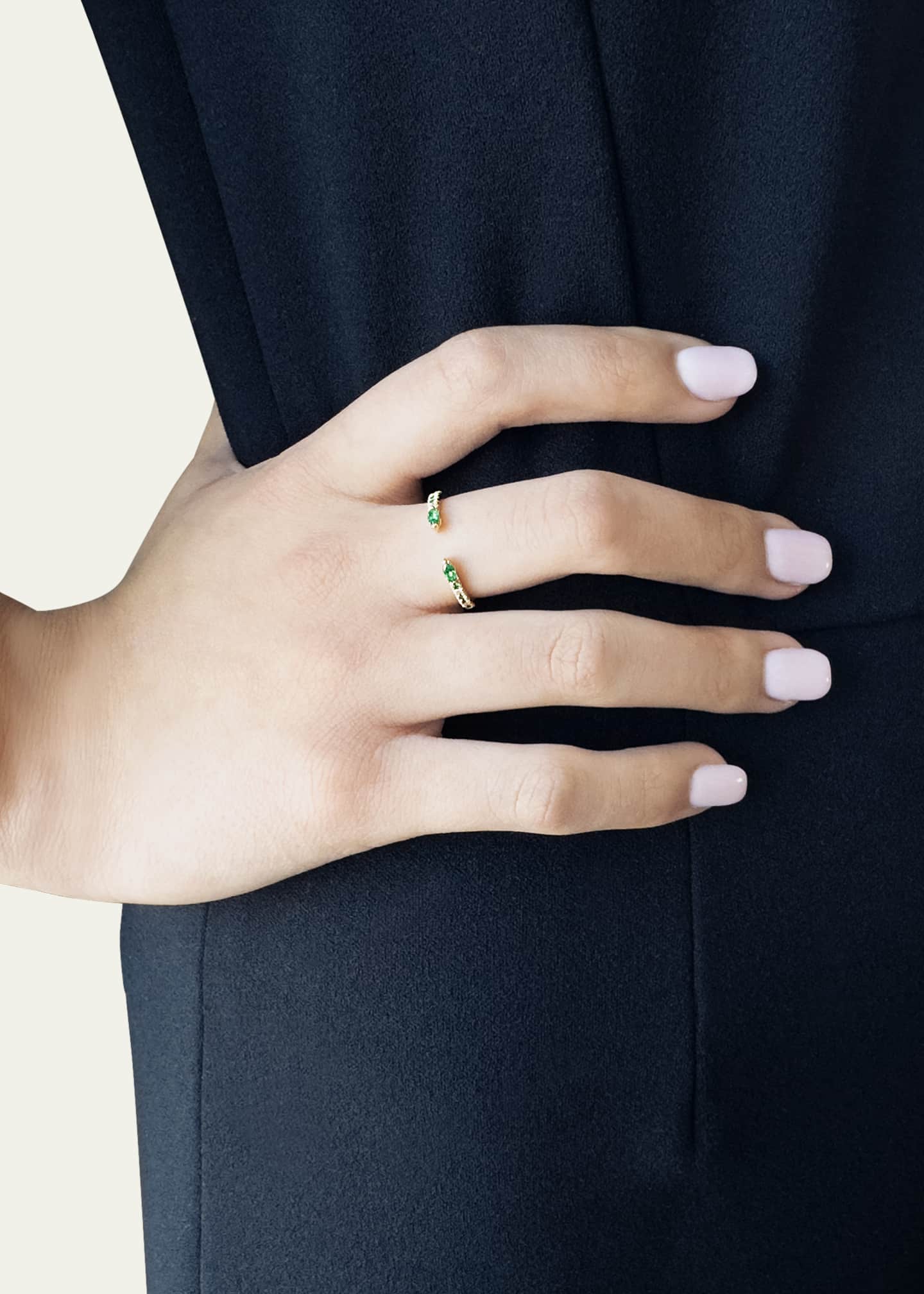 Lark & Berry 14K Yellow Gold Veto Open Ring with Lab Grown Diamonds and Cultured Emeralds Image 2 of 2