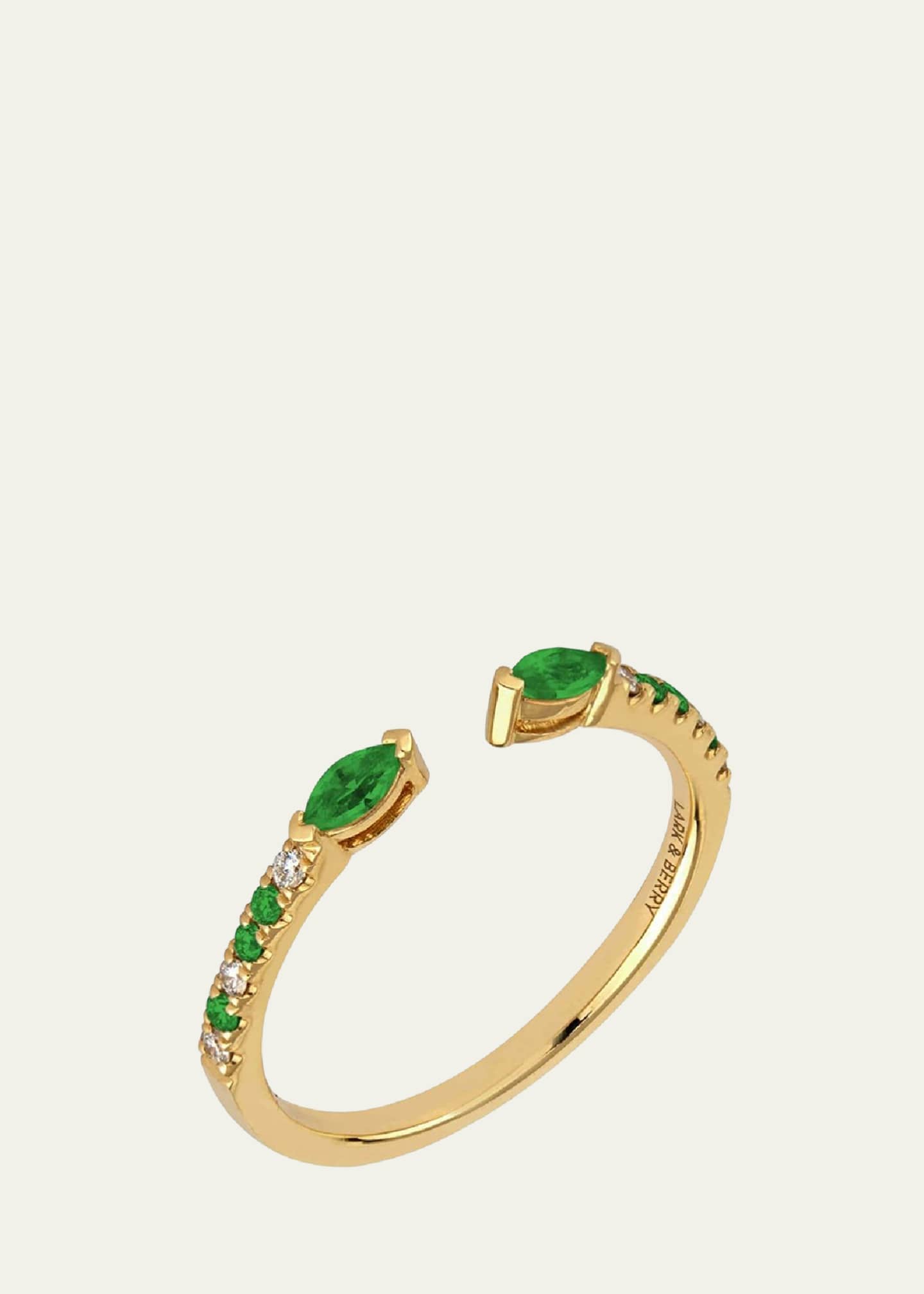 Lark & Berry 14K Yellow Gold Veto Open Ring with Lab Grown Diamonds and Cultured Emeralds Image 1 of 2